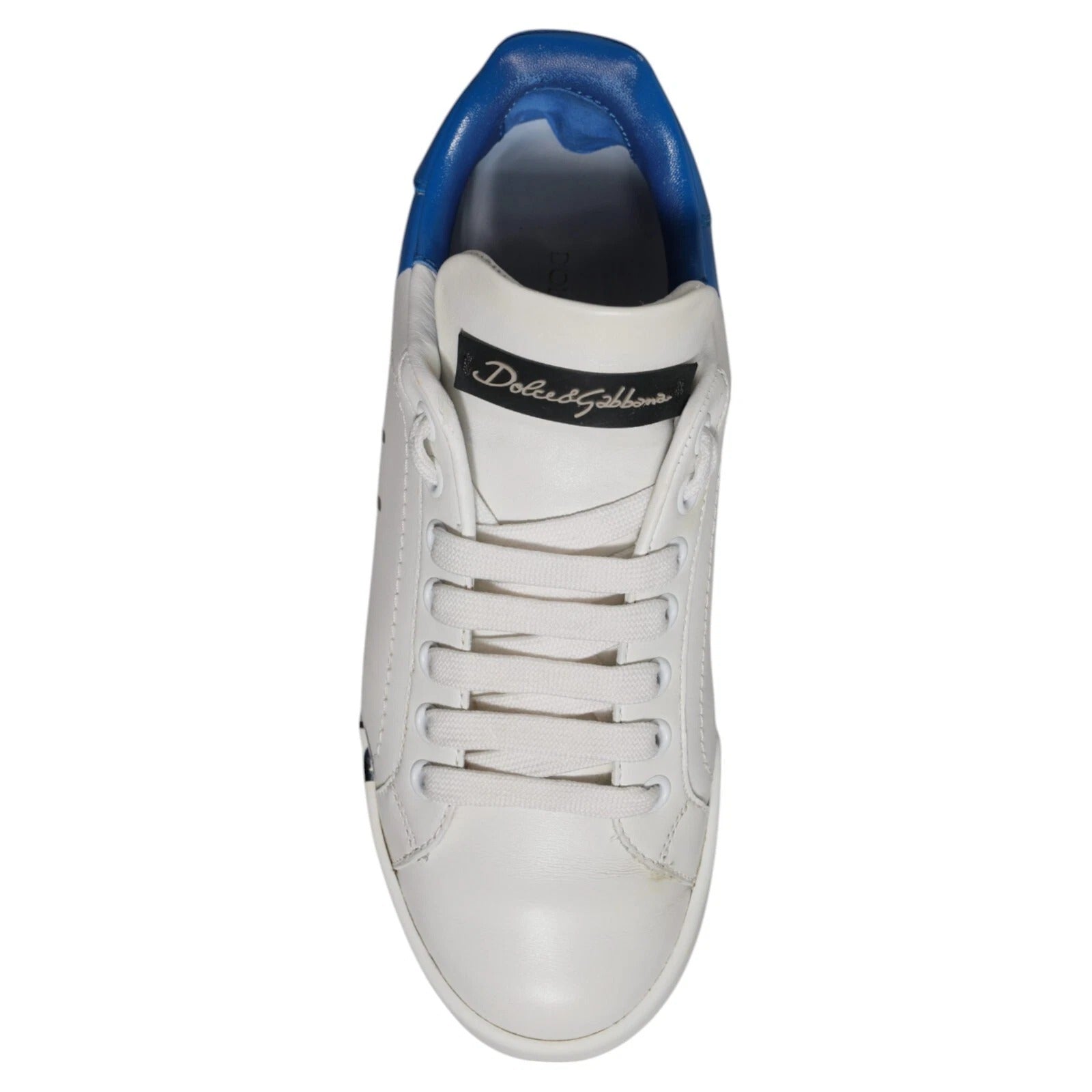 White Blue Logo Portofino Sneakers Shoes - ventzia