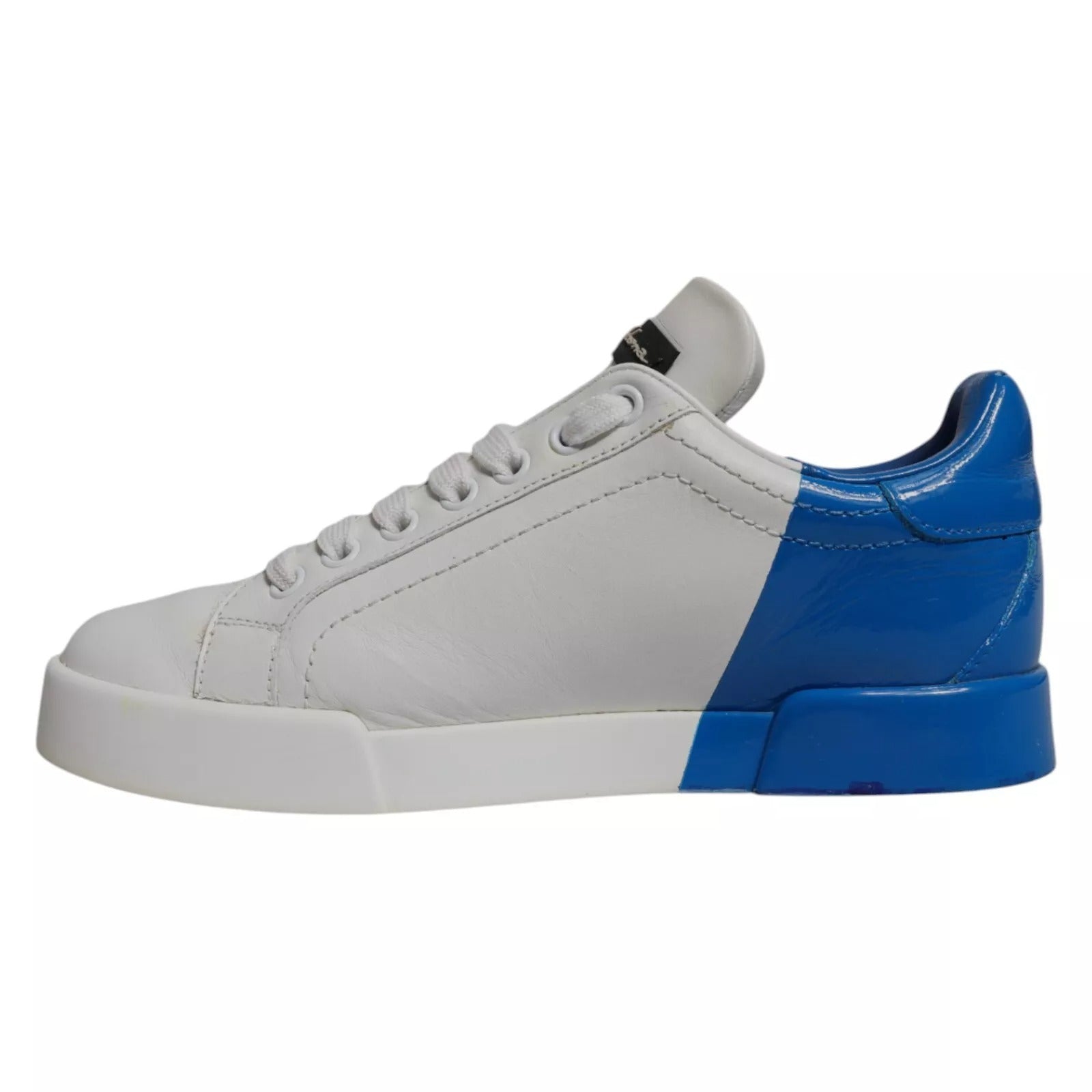 White Blue Logo Portofino Sneakers Shoes - ventzia