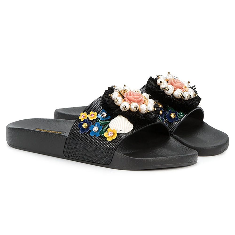 Black Cotton Sandal - ventzia