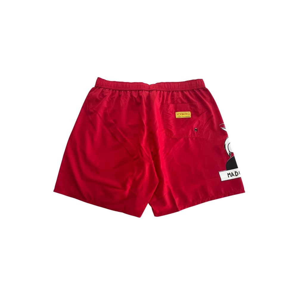 Red Polyester Men Swim Short - ventzia