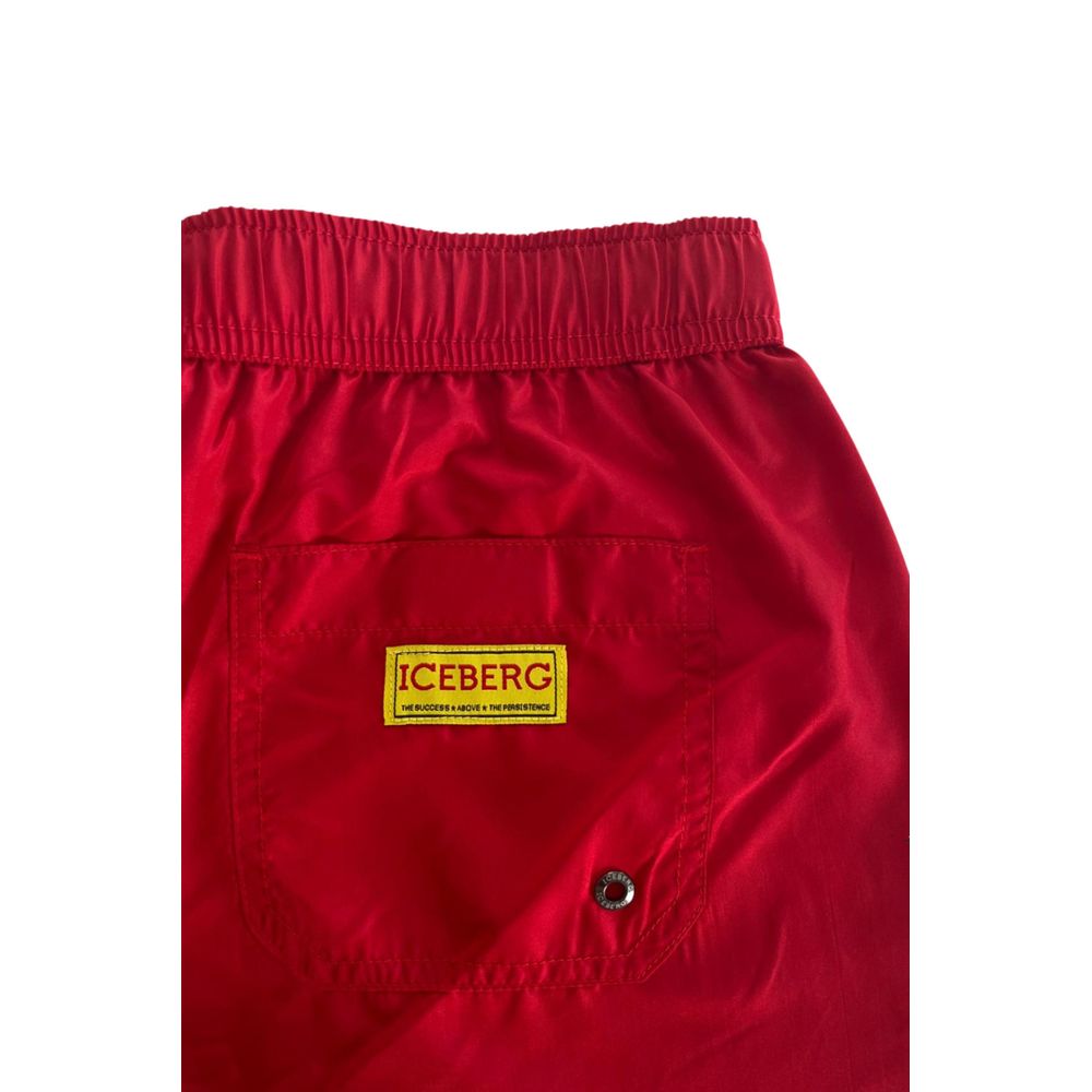 Red Polyester Men Swim Short - ventzia