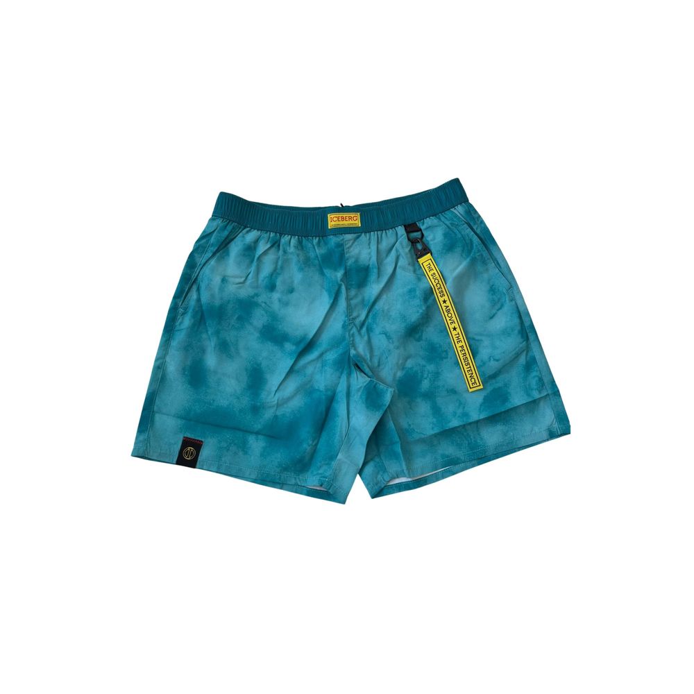 Light Blue Polyester Men Swim Short - ventzia