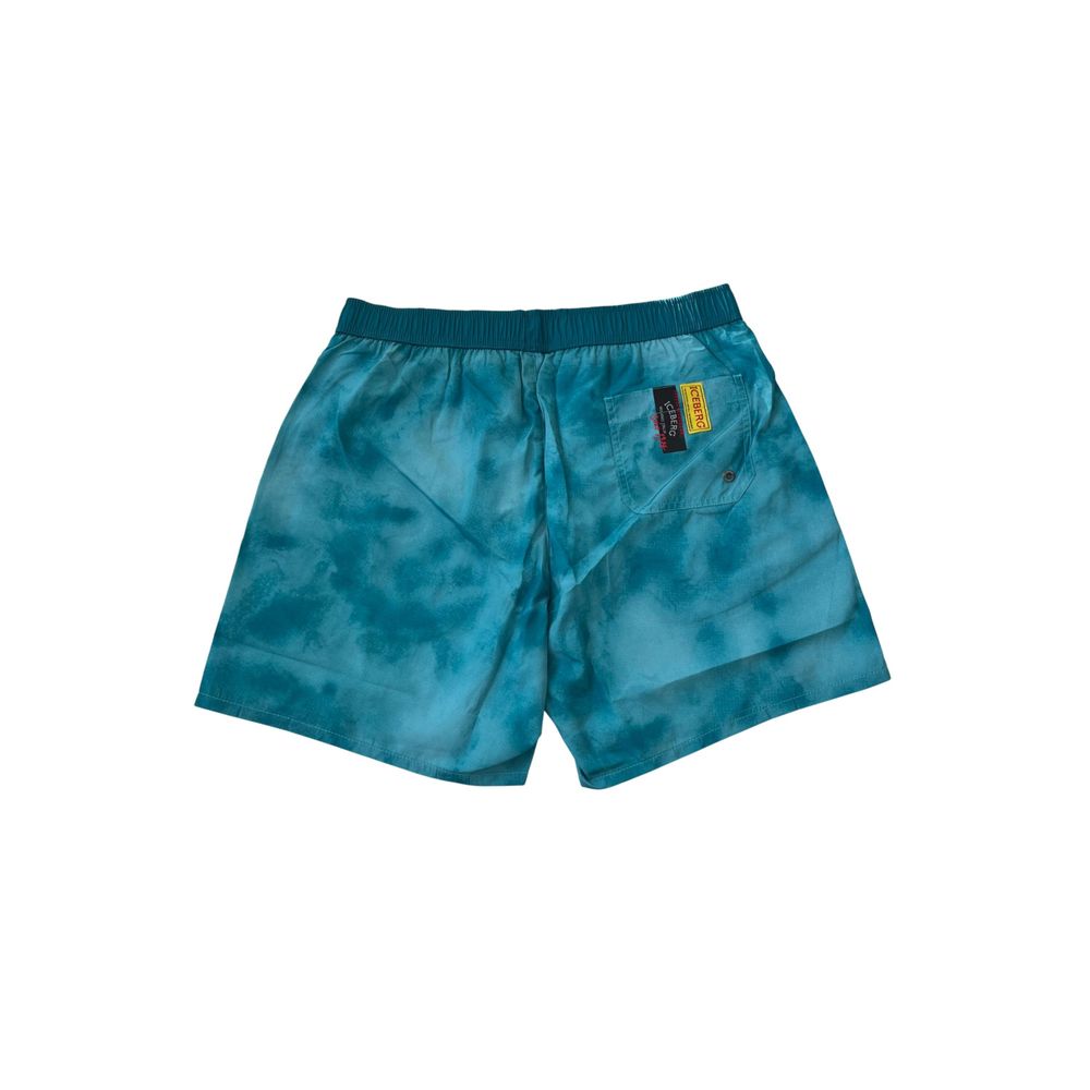 Light Blue Polyester Men Swim Short - ventzia