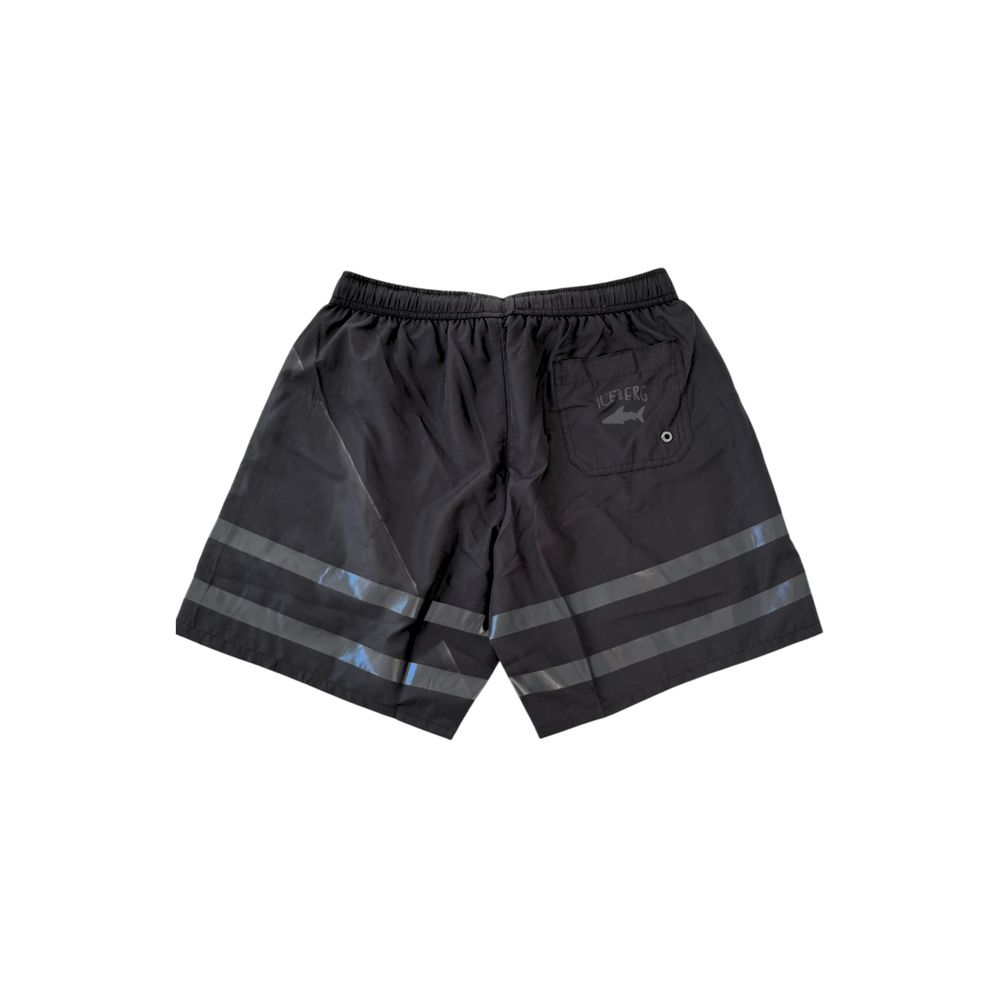 Black Polyester Men Swim Short - ventzia