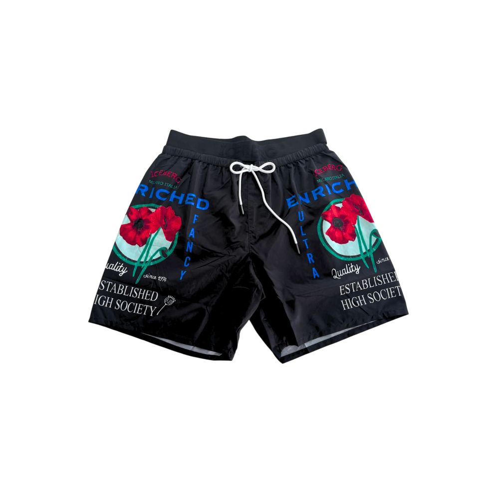 Black Polyester Men's Swim Short - ventzia