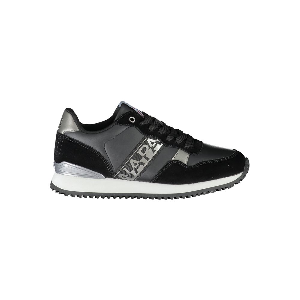 Chic Black Lace-Up Sneakers with Contrast Detail - ventzia