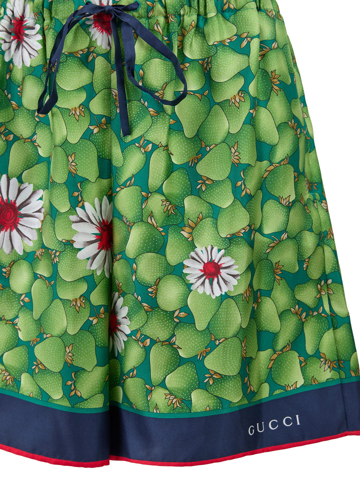 Green Flower Printed Silk Shorts - ventzia