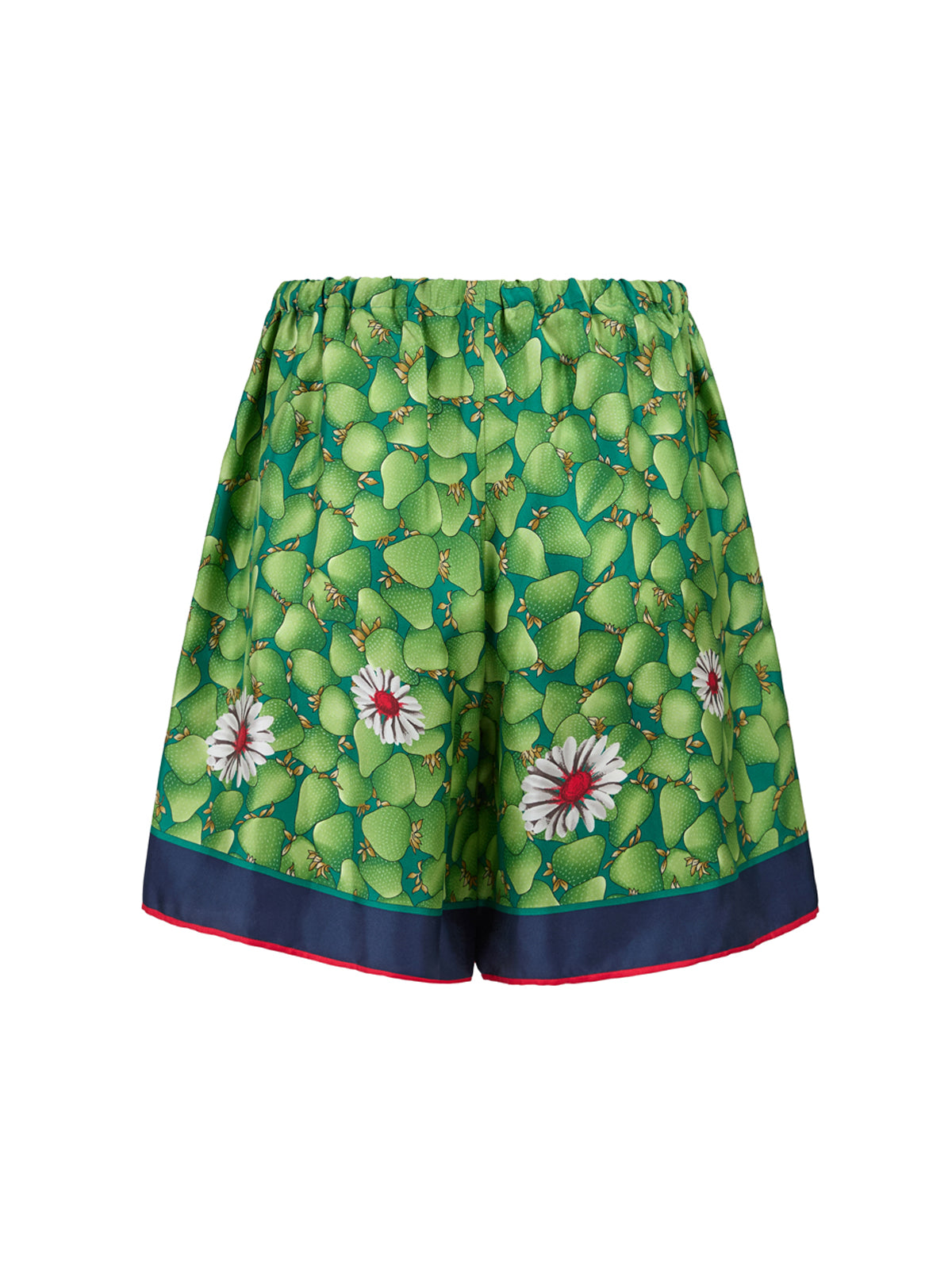 Green Flower Printed Silk Shorts - ventzia