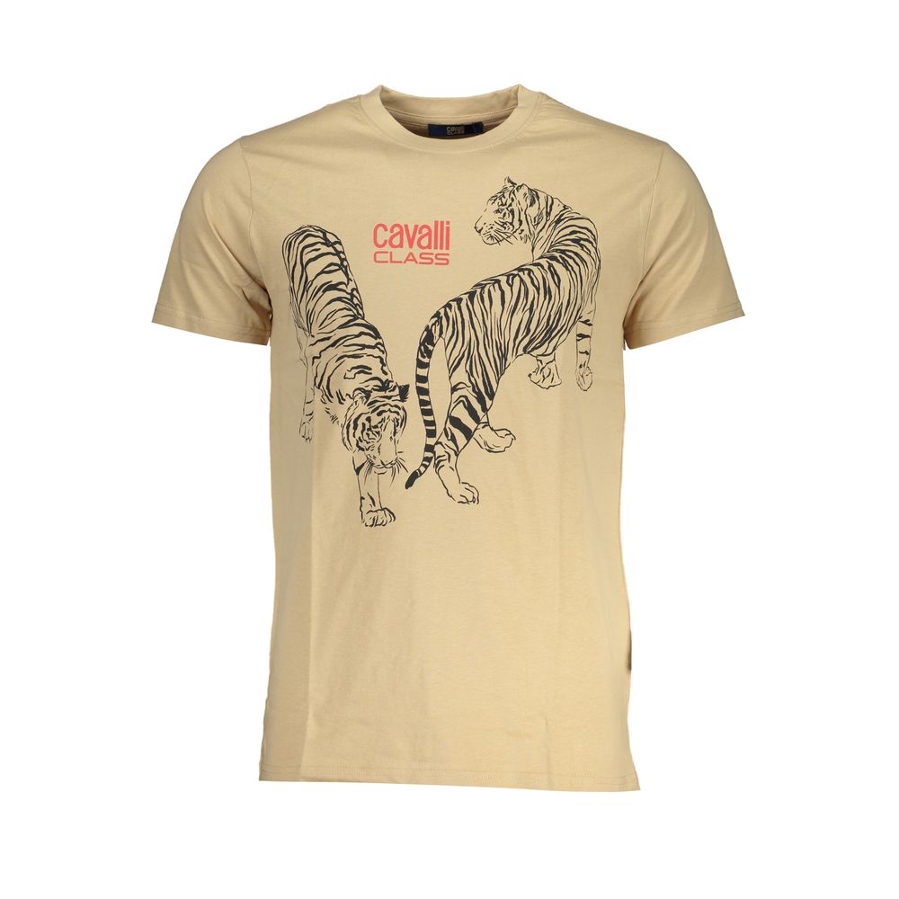 Beige Cotton Men T-Shirt - ventzia