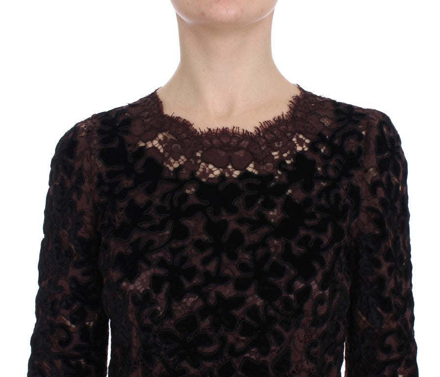 Elegant Purple Floral Lace Maxi Dress - ventzia