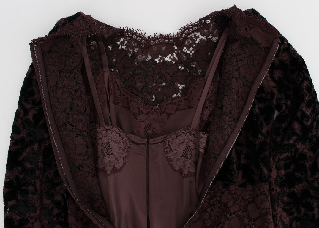 Elegant Purple Floral Lace Maxi Dress - ventzia