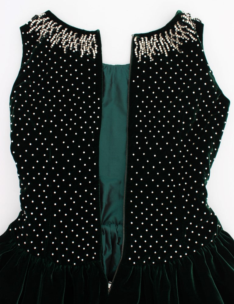 Enchanted Emerald Velvet Crystal Maxi Dress - ventzia