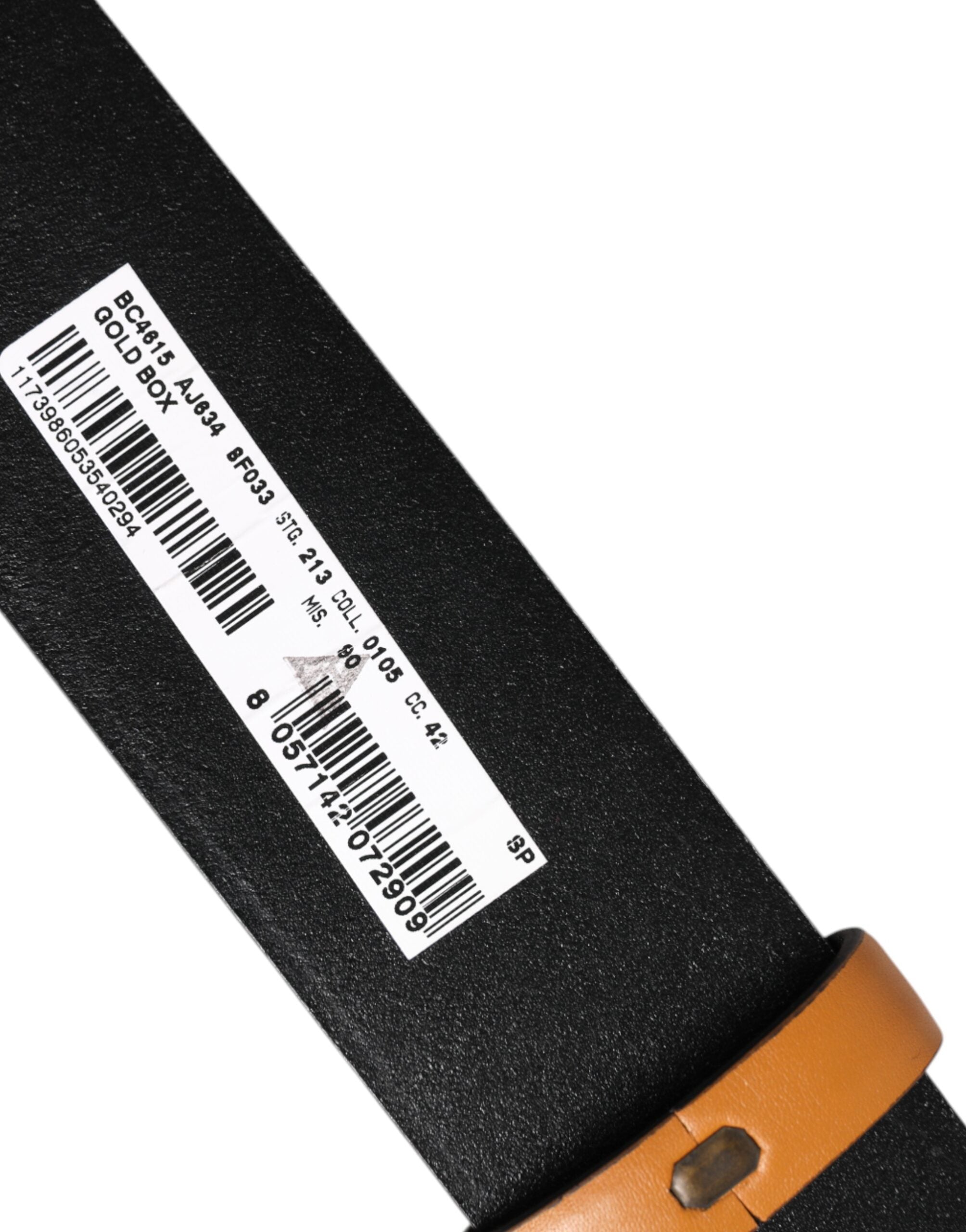 Brown Leather Buckle DG Logo Embossed Belt - ventzia