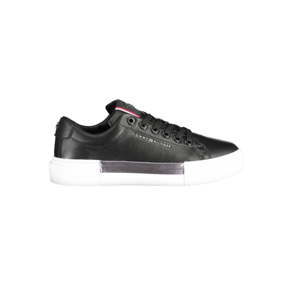 Black Leather Women's Sneaker - ventzia