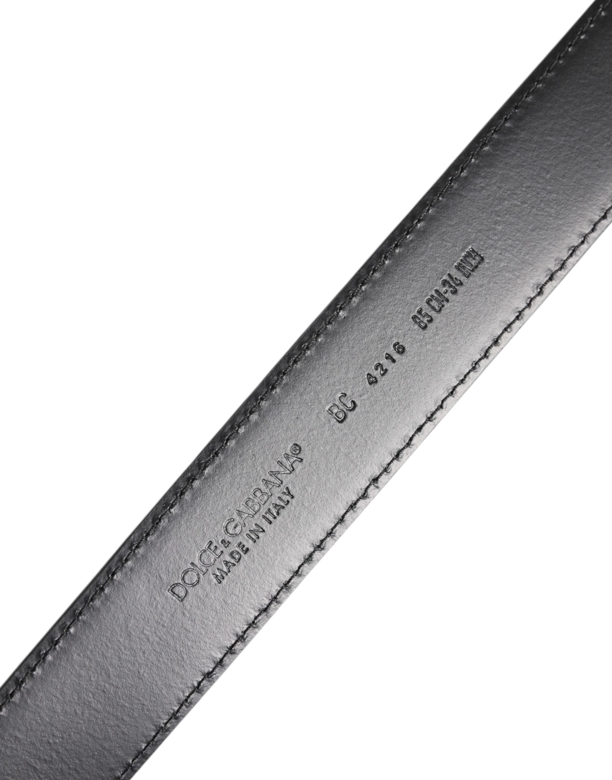 Black Classic Calf Leather Silver Buckle Belt - ventzia
