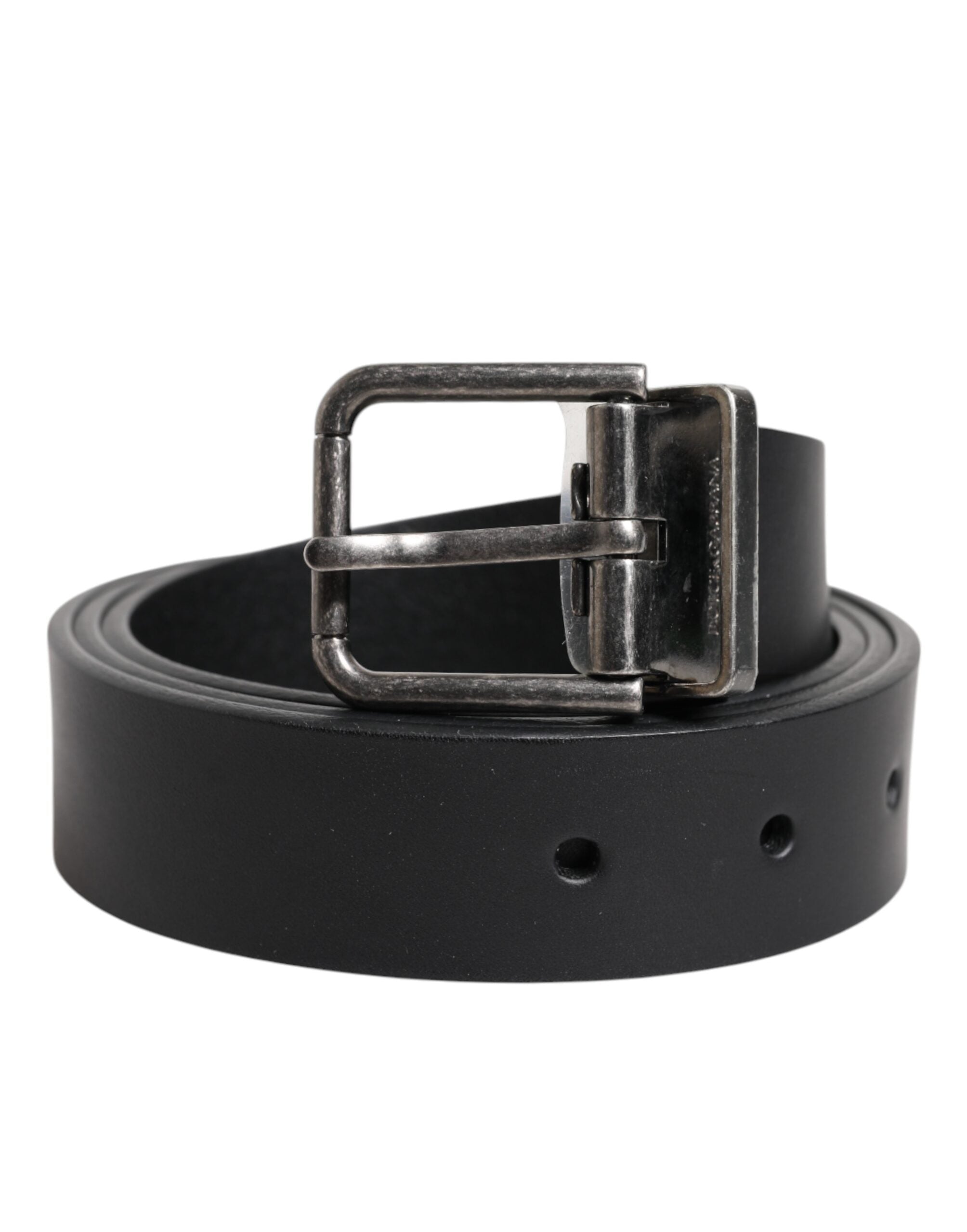 Black Classic Leather Metal Buckle Belt - ventzia