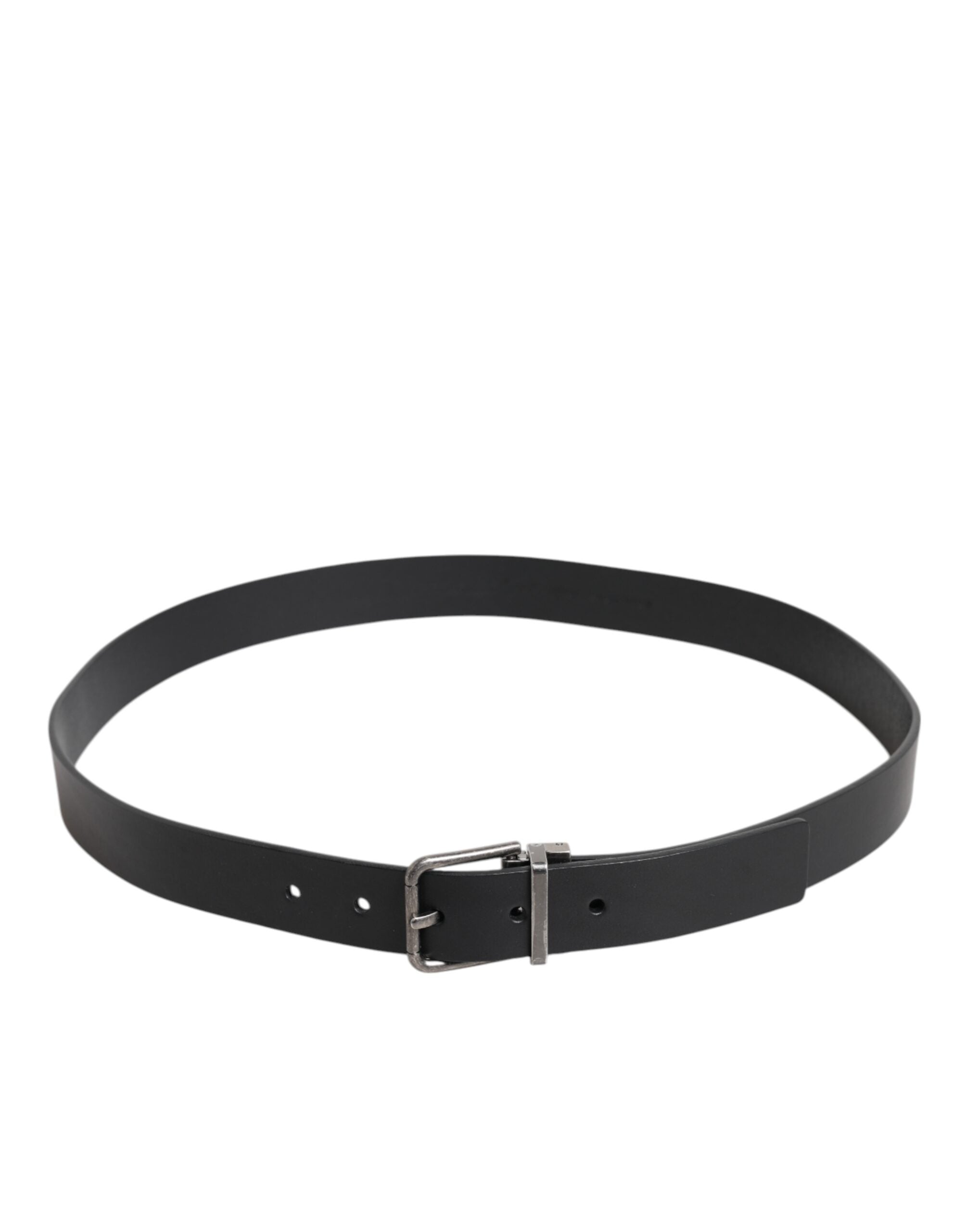 Black Classic Leather Metal Buckle Belt - ventzia