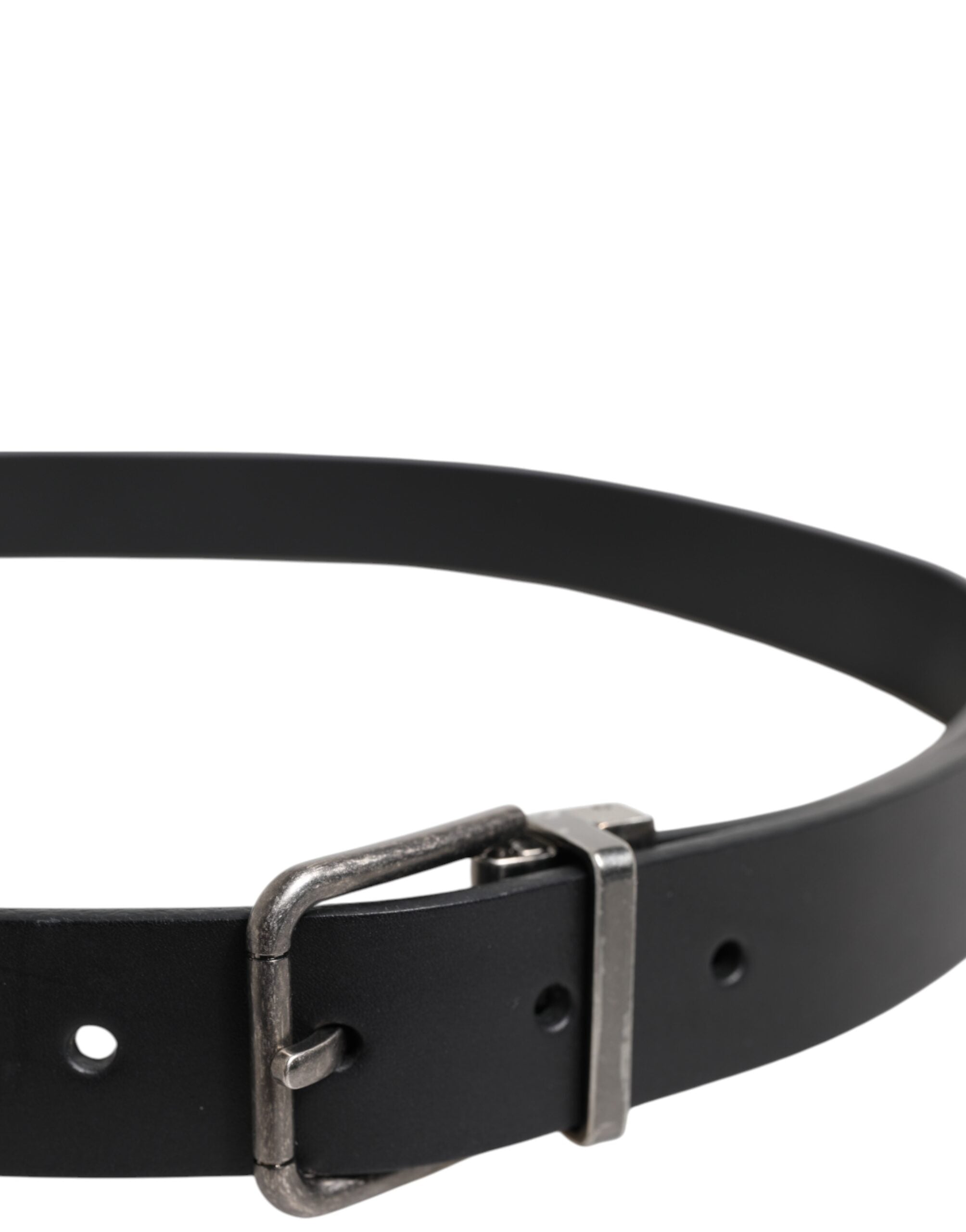 Black Classic Leather Metal Buckle Belt - ventzia