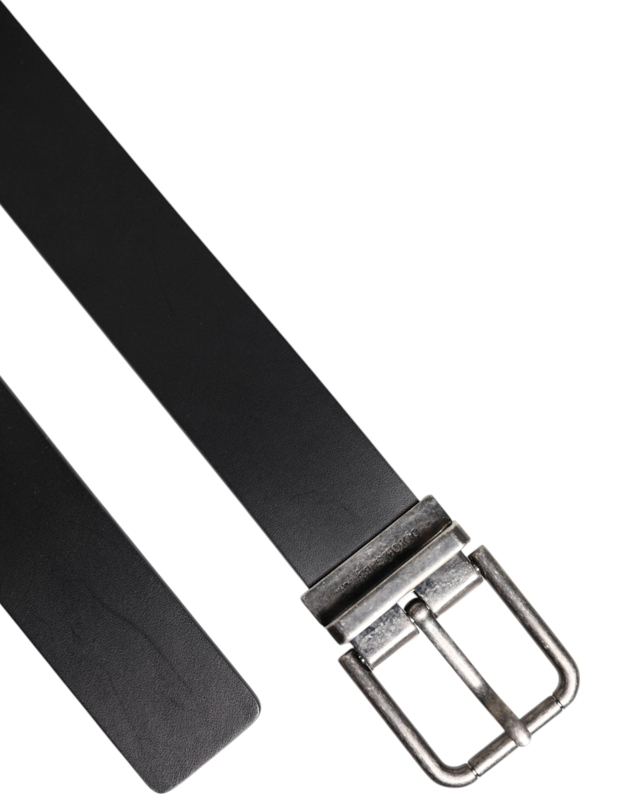 Black Classic Leather Metal Buckle Belt - ventzia