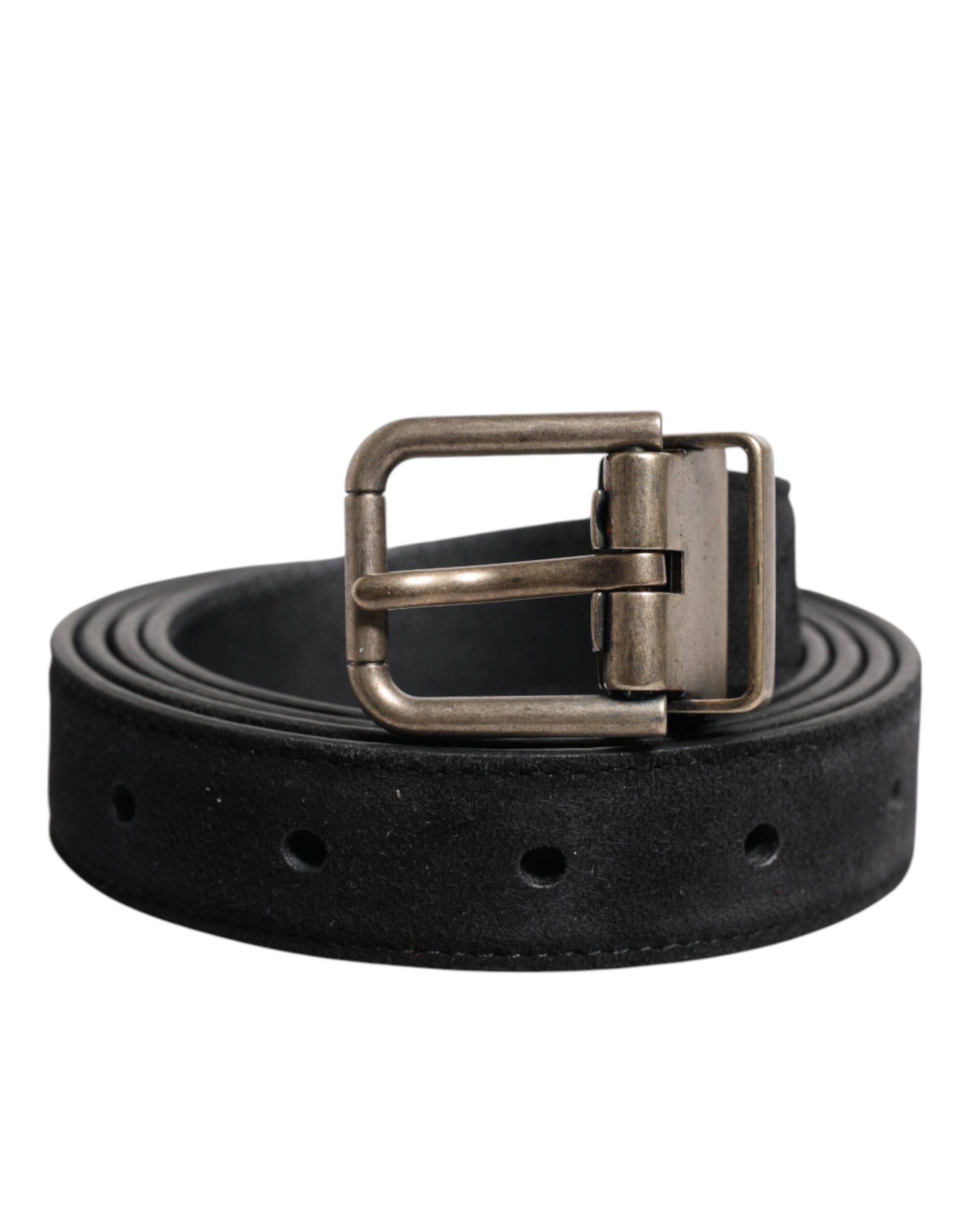 Black Calf Leather Classic Metal Buckle Belt - ventzia