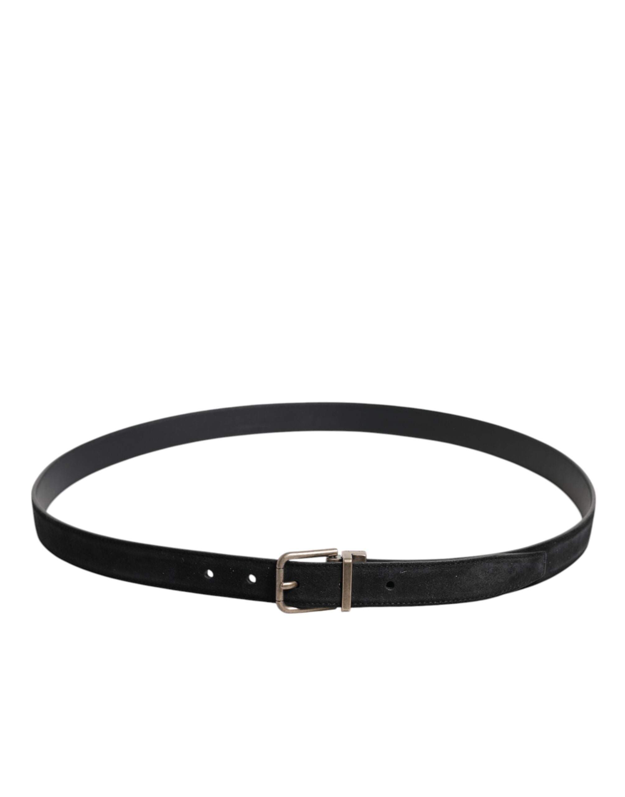 Black Calf Leather Classic Metal Buckle Belt - ventzia