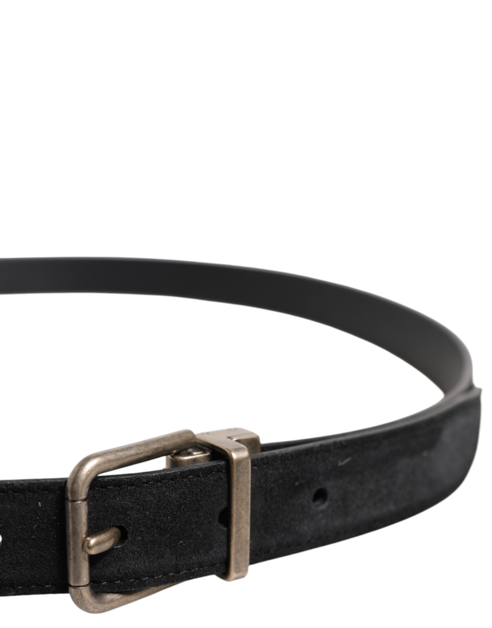 Black Calf Leather Classic Metal Buckle Belt - ventzia