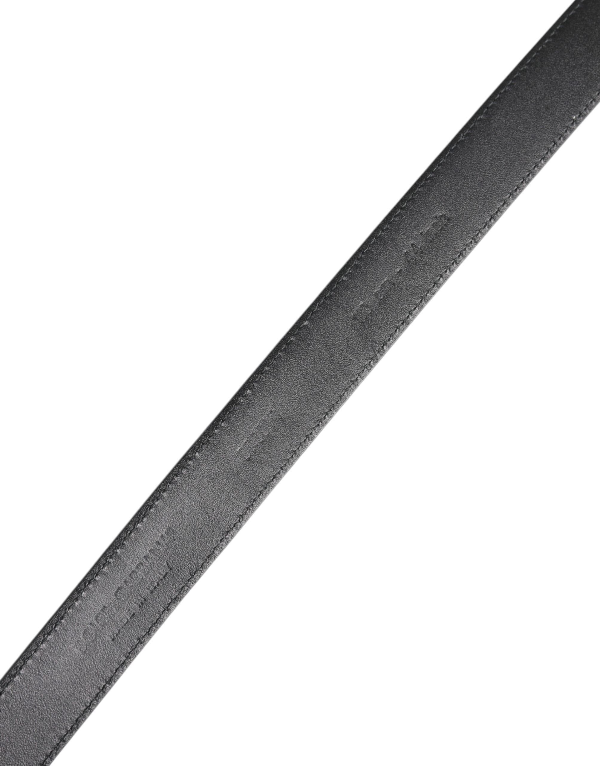 Black Calf Leather Classic Metal Buckle Belt - ventzia