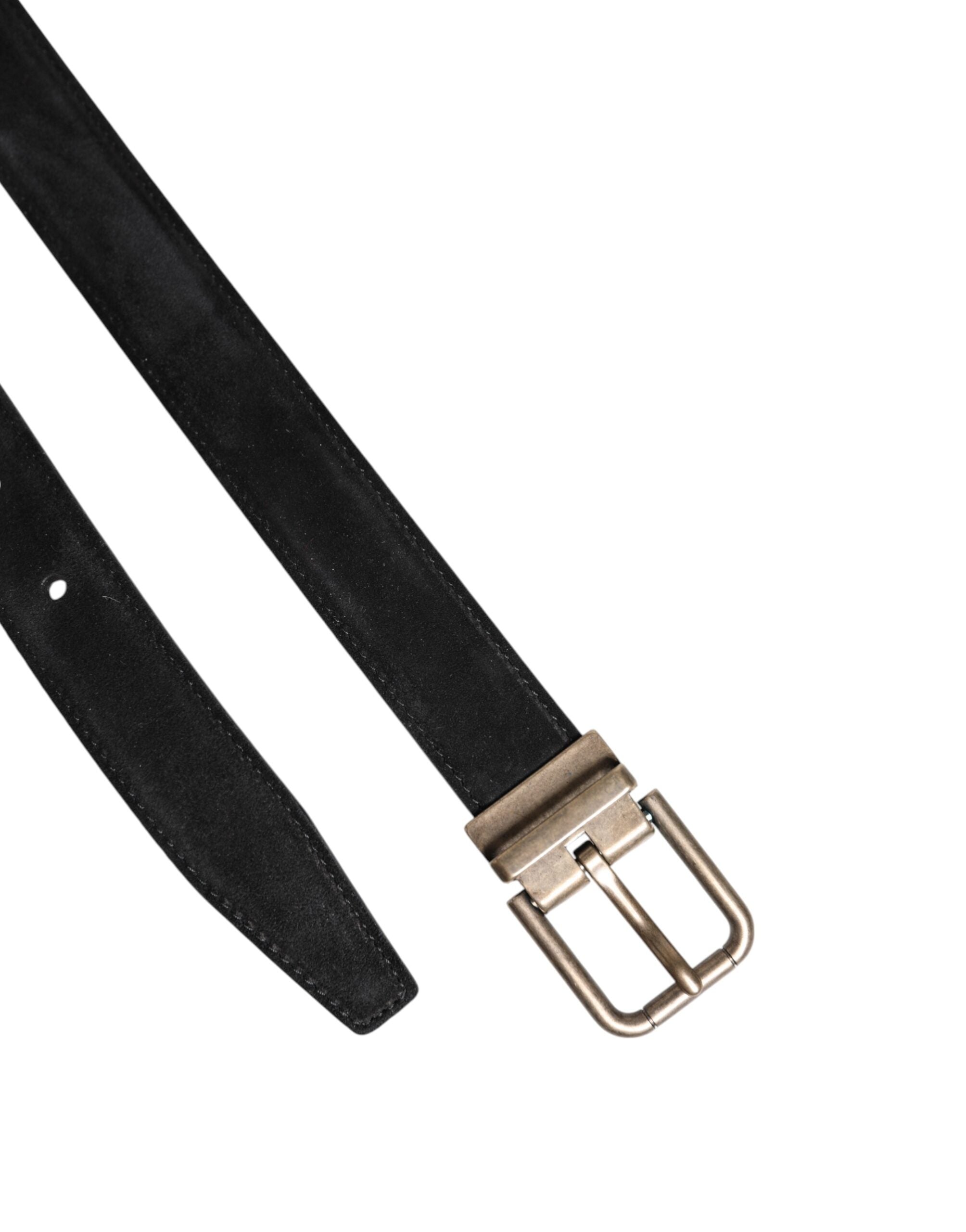 Black Calf Leather Classic Metal Buckle Belt - ventzia
