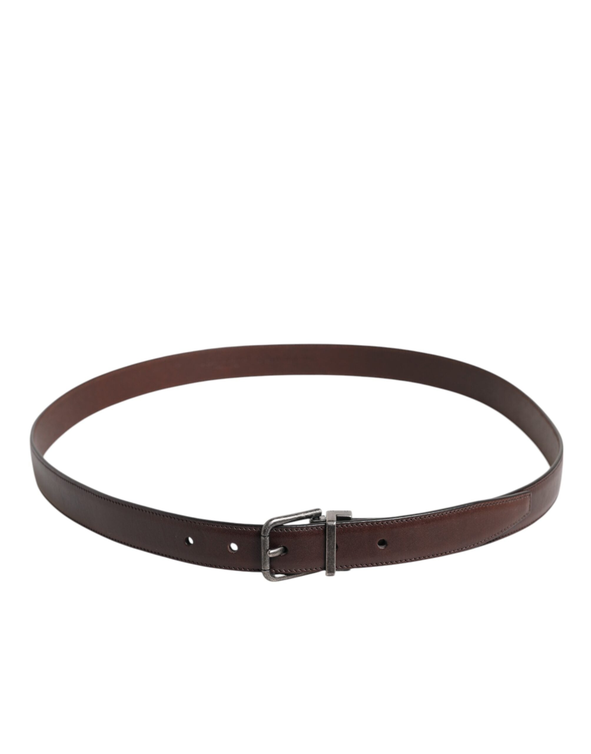 Brown Classic Calf Leather Metal Buckle Belt - ventzia