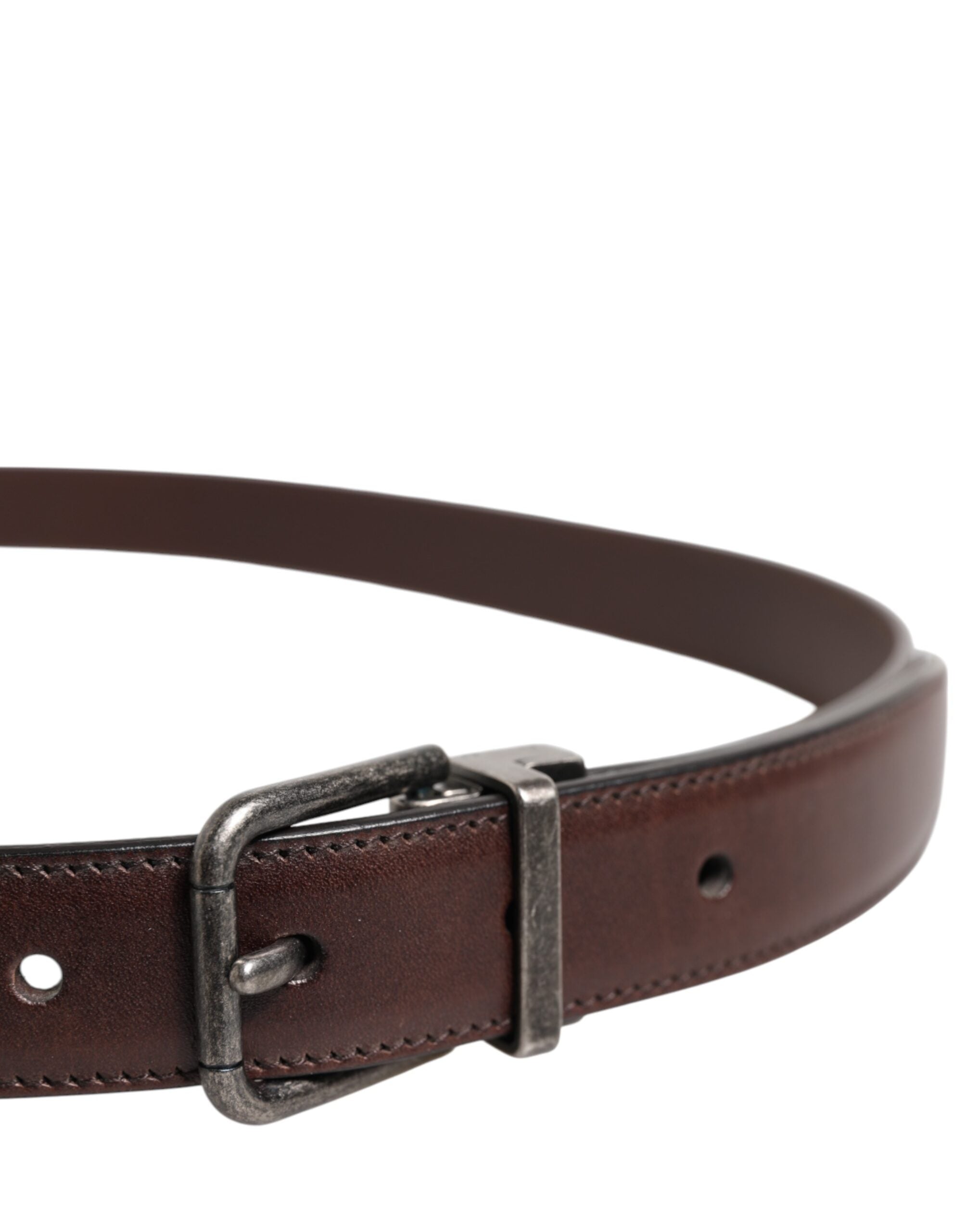 Brown Classic Calf Leather Metal Buckle Belt - ventzia
