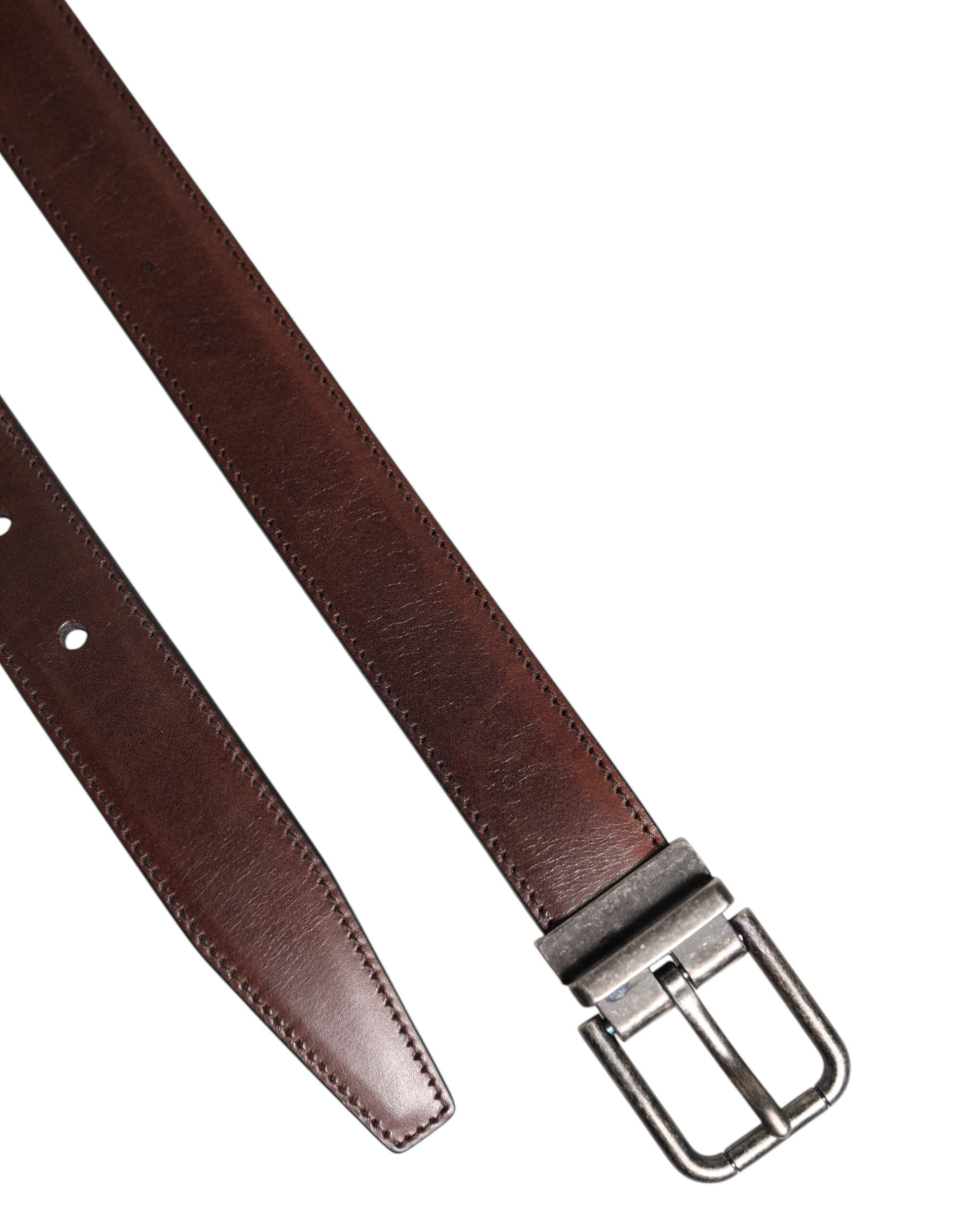 Brown Classic Calf Leather Metal Buckle Belt - ventzia