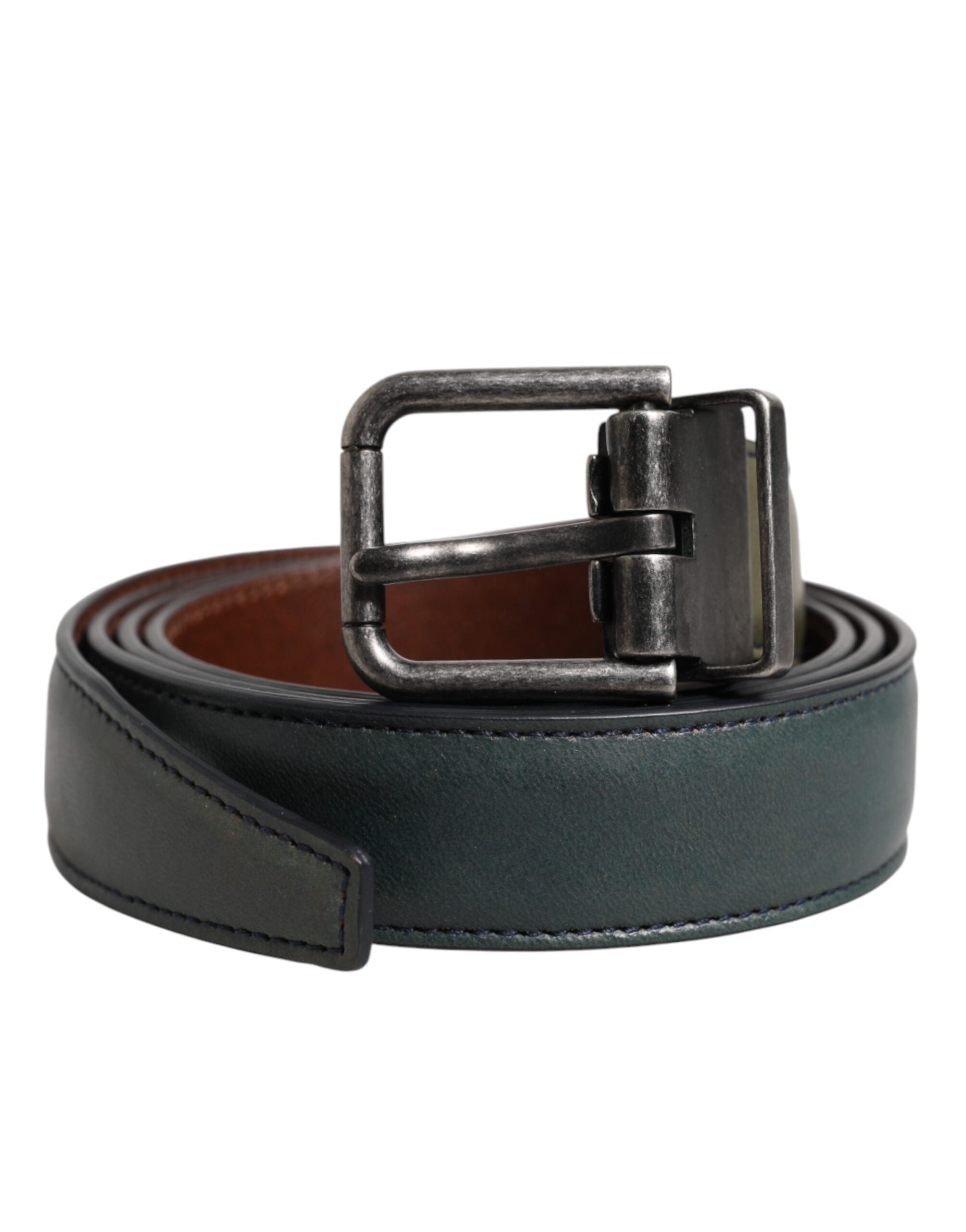 Green Classic Leather Metal Buckle Belt - ventzia