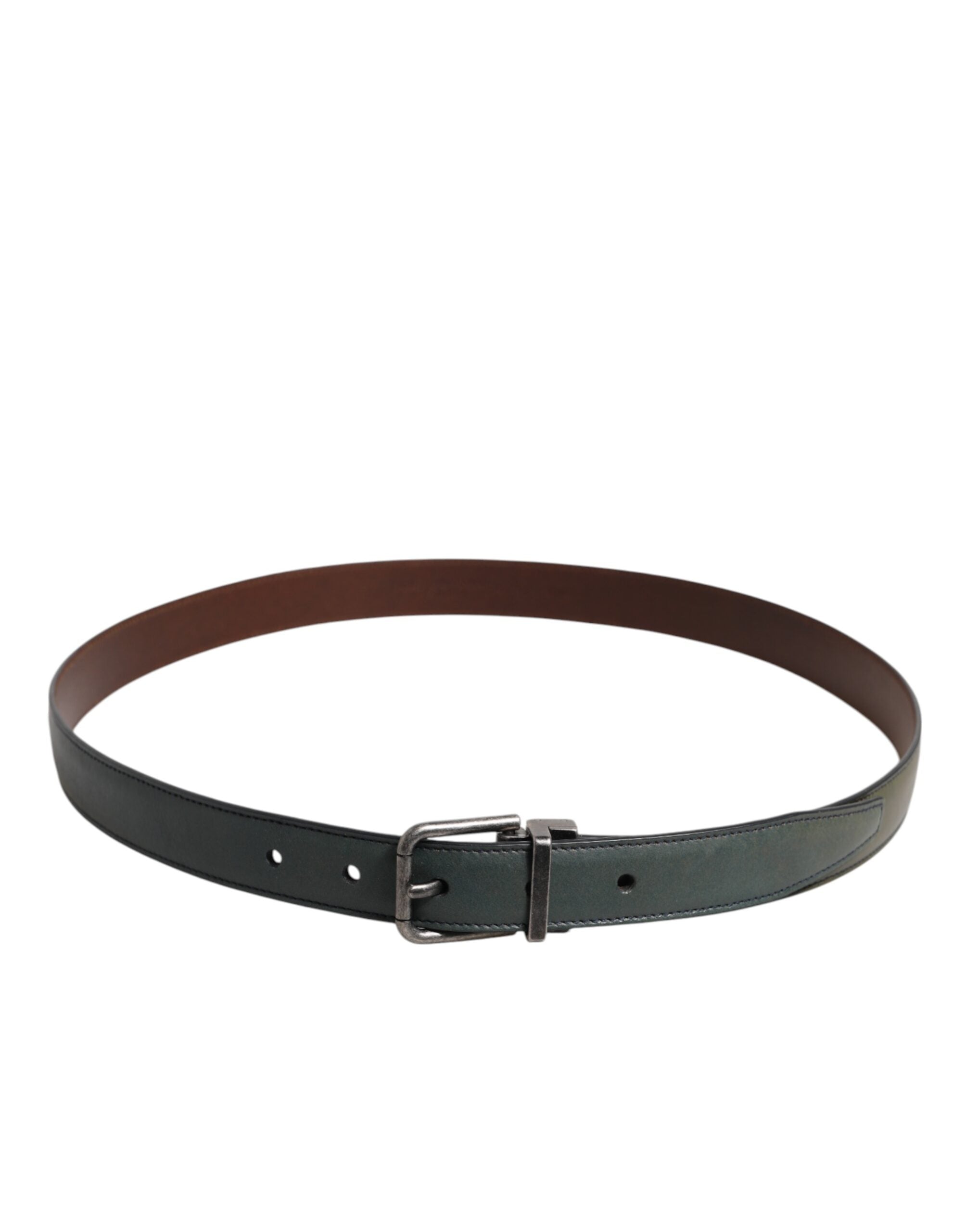 Green Classic Leather Metal Buckle Belt - ventzia
