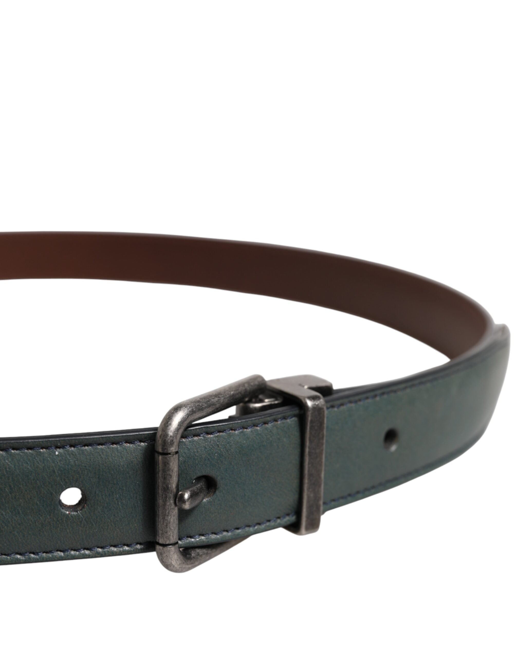 Green Classic Leather Metal Buckle Belt - ventzia