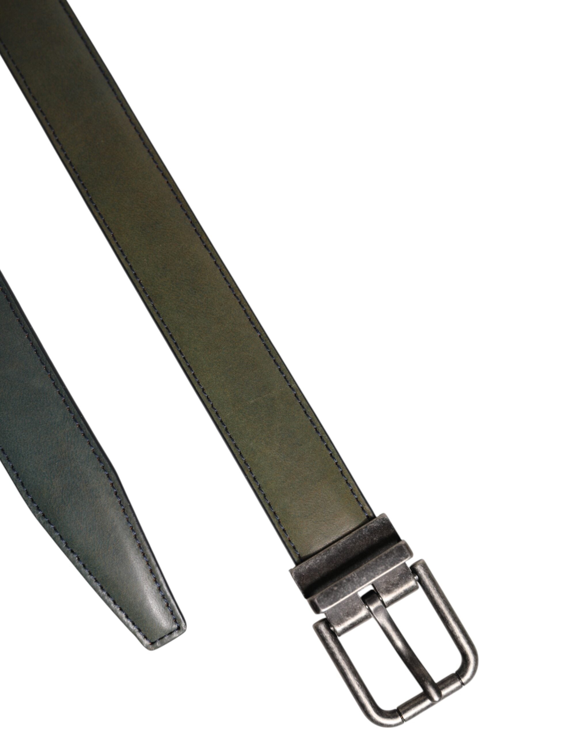Green Classic Leather Metal Buckle Belt - ventzia