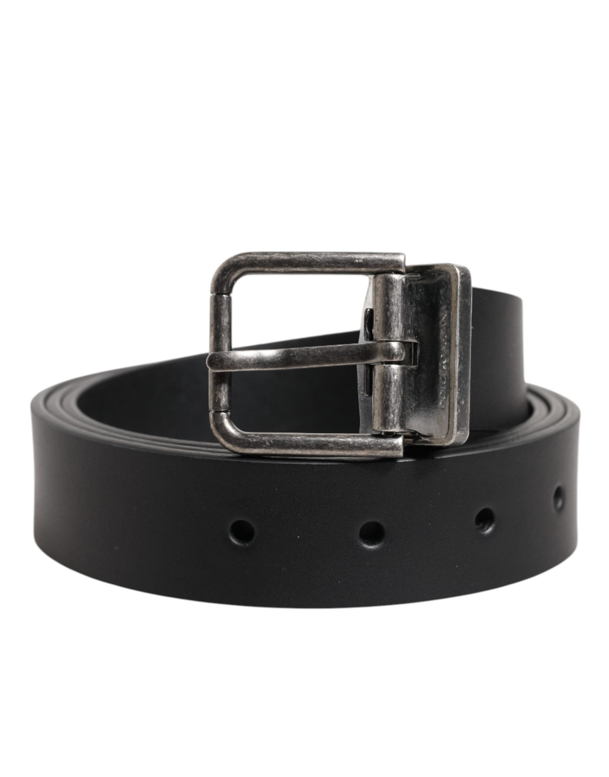 Black Classic Leather Metal Buckle Belt - ventzia