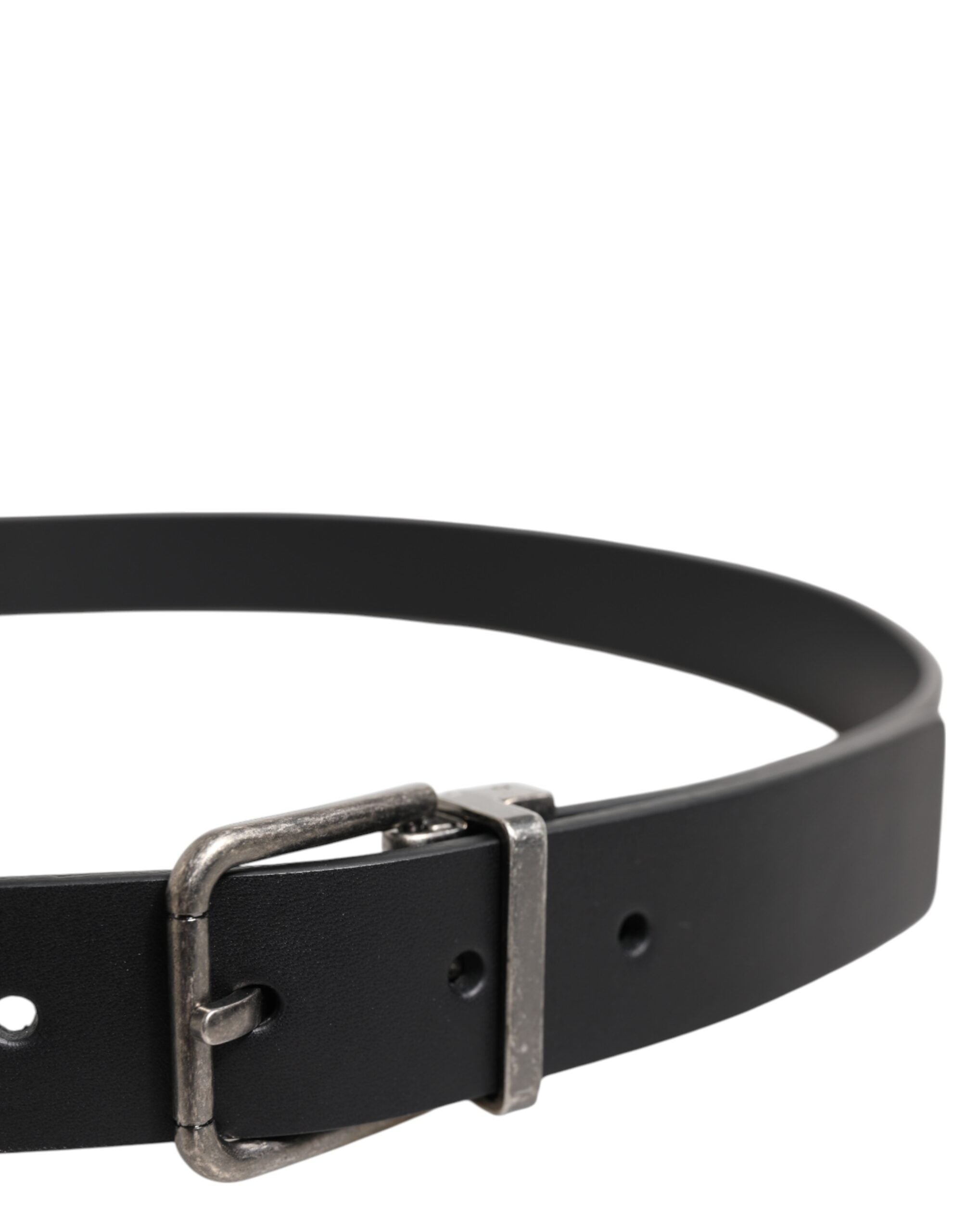 Black Classic Leather Metal Buckle Belt - ventzia