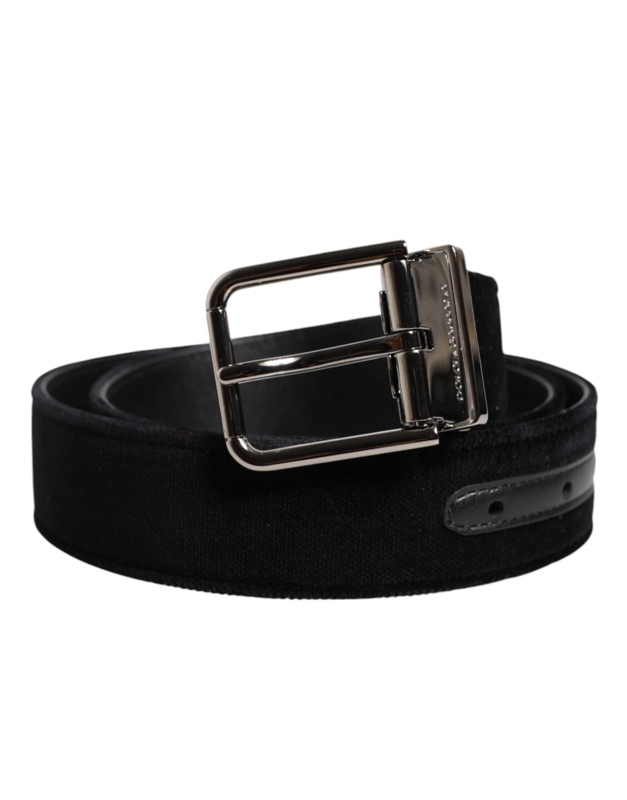 Black Cotton Silver Metal Buckle Belt - ventzia