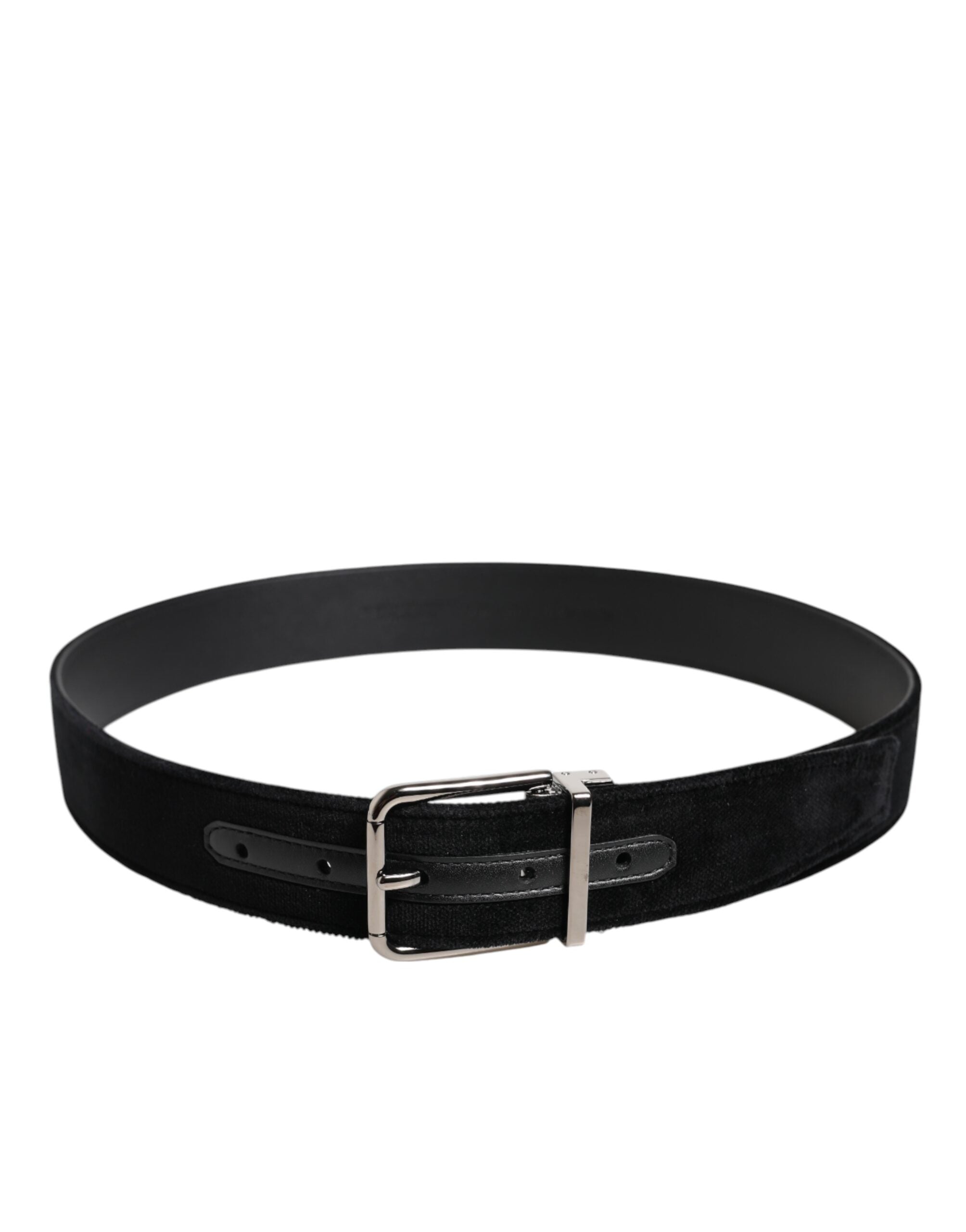 Black Cotton Silver Metal Buckle Belt - ventzia