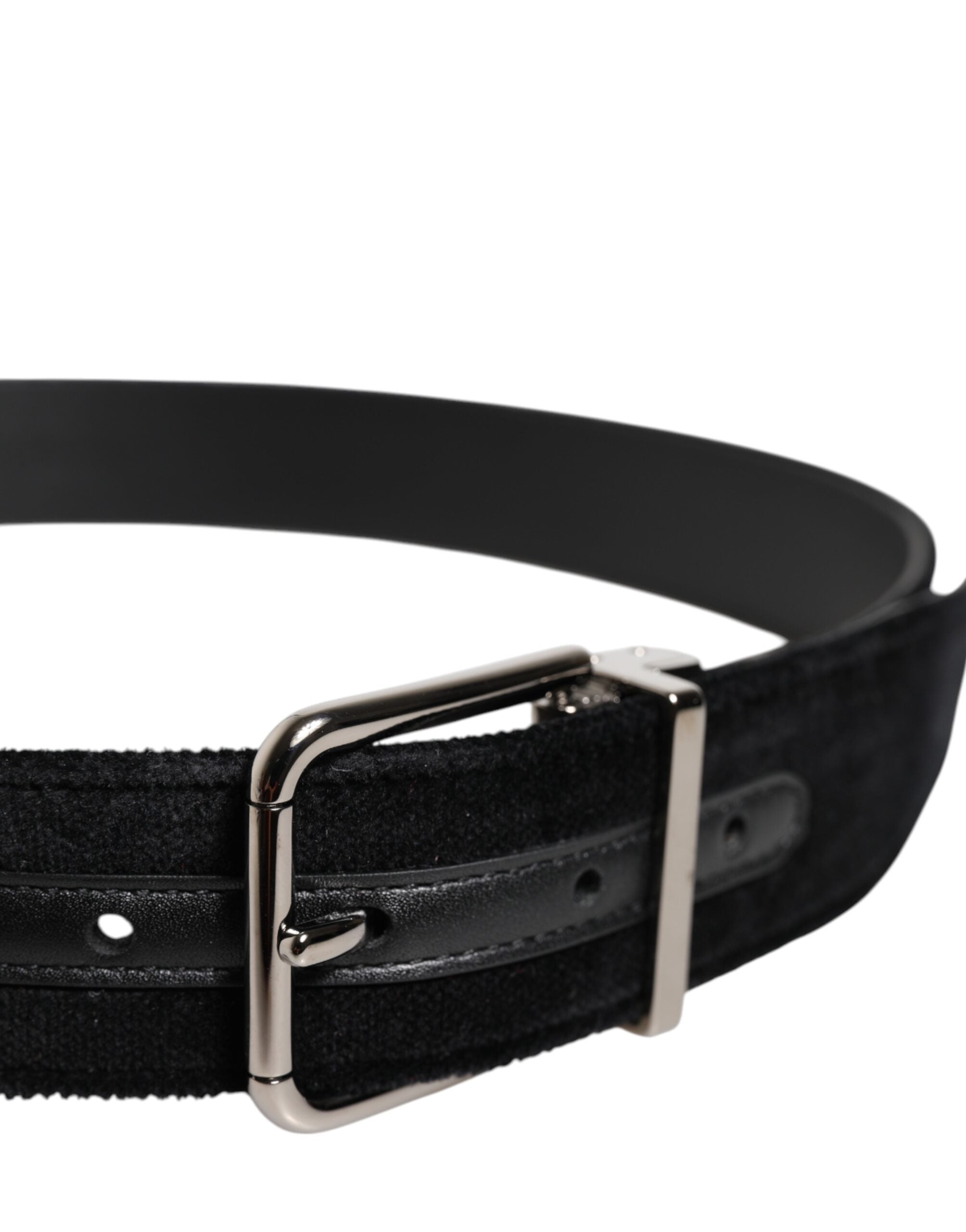Black Cotton Silver Metal Buckle Belt - ventzia