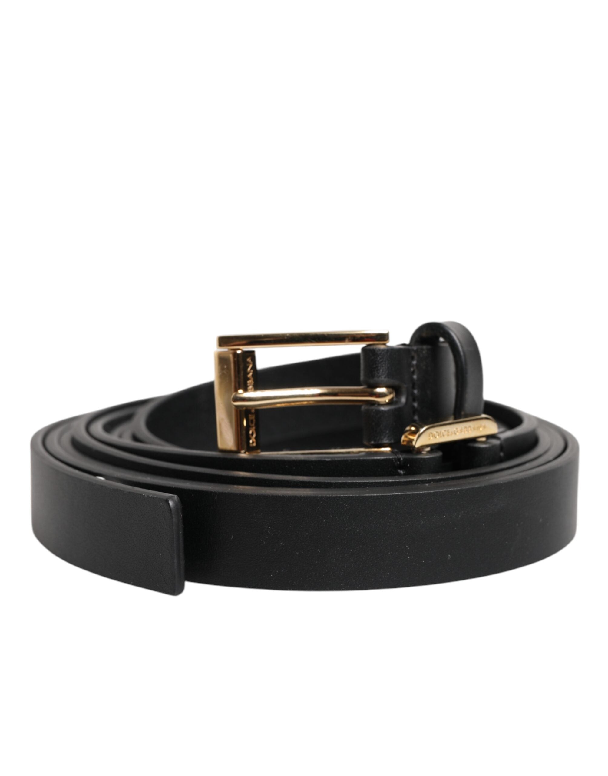Black Double Strap Leather Gold Buckle Belt - ventzia
