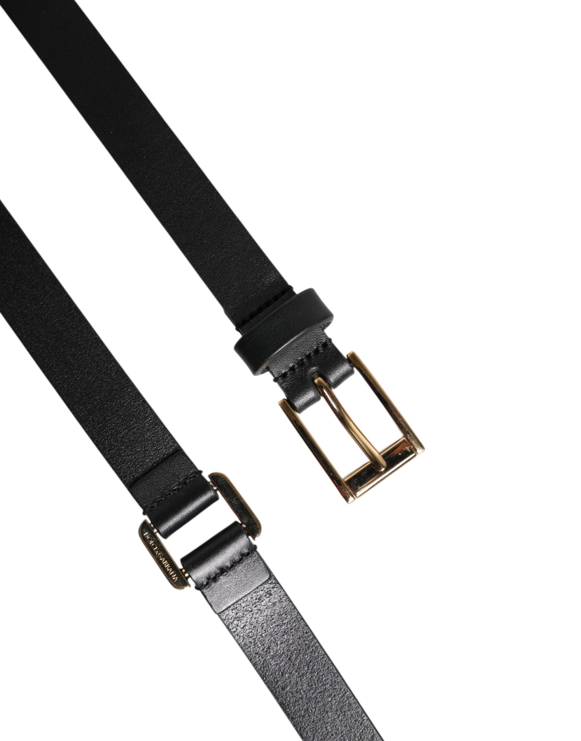 Black Double Strap Leather Gold Buckle Belt - ventzia