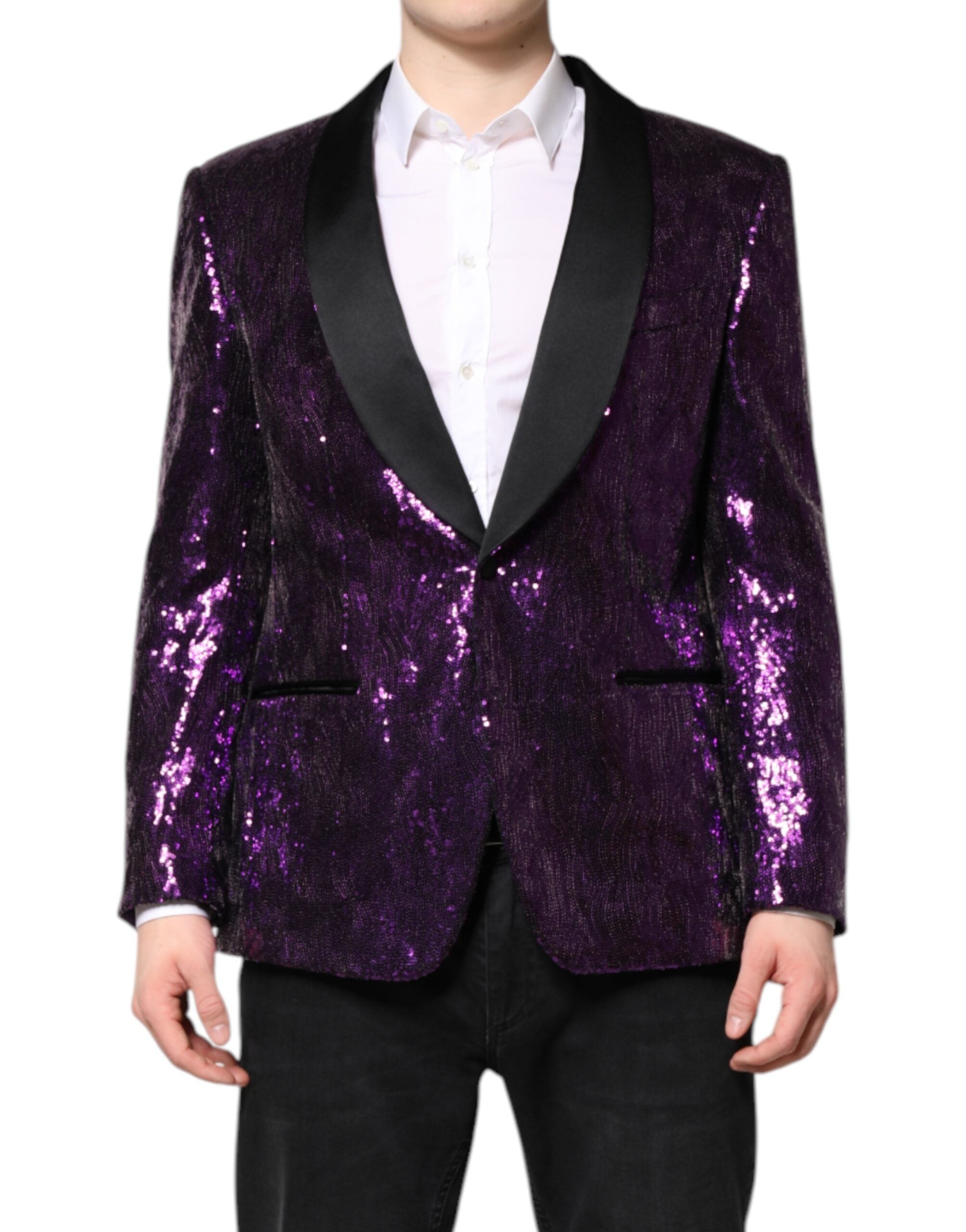 Purple SICILIA Sequin Embellish Coat Jacket - ventzia