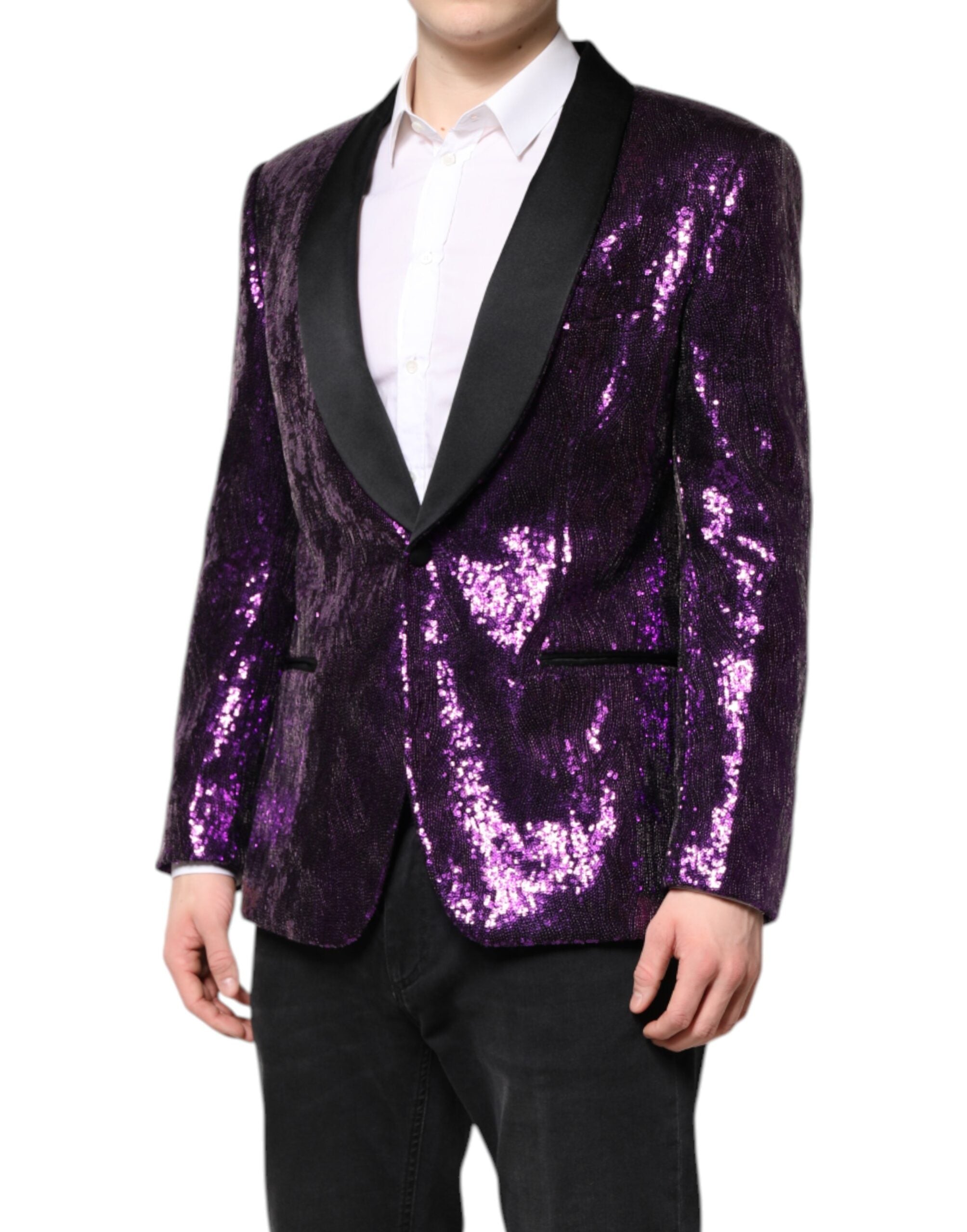 Purple SICILIA Sequin Embellish Coat Jacket - ventzia