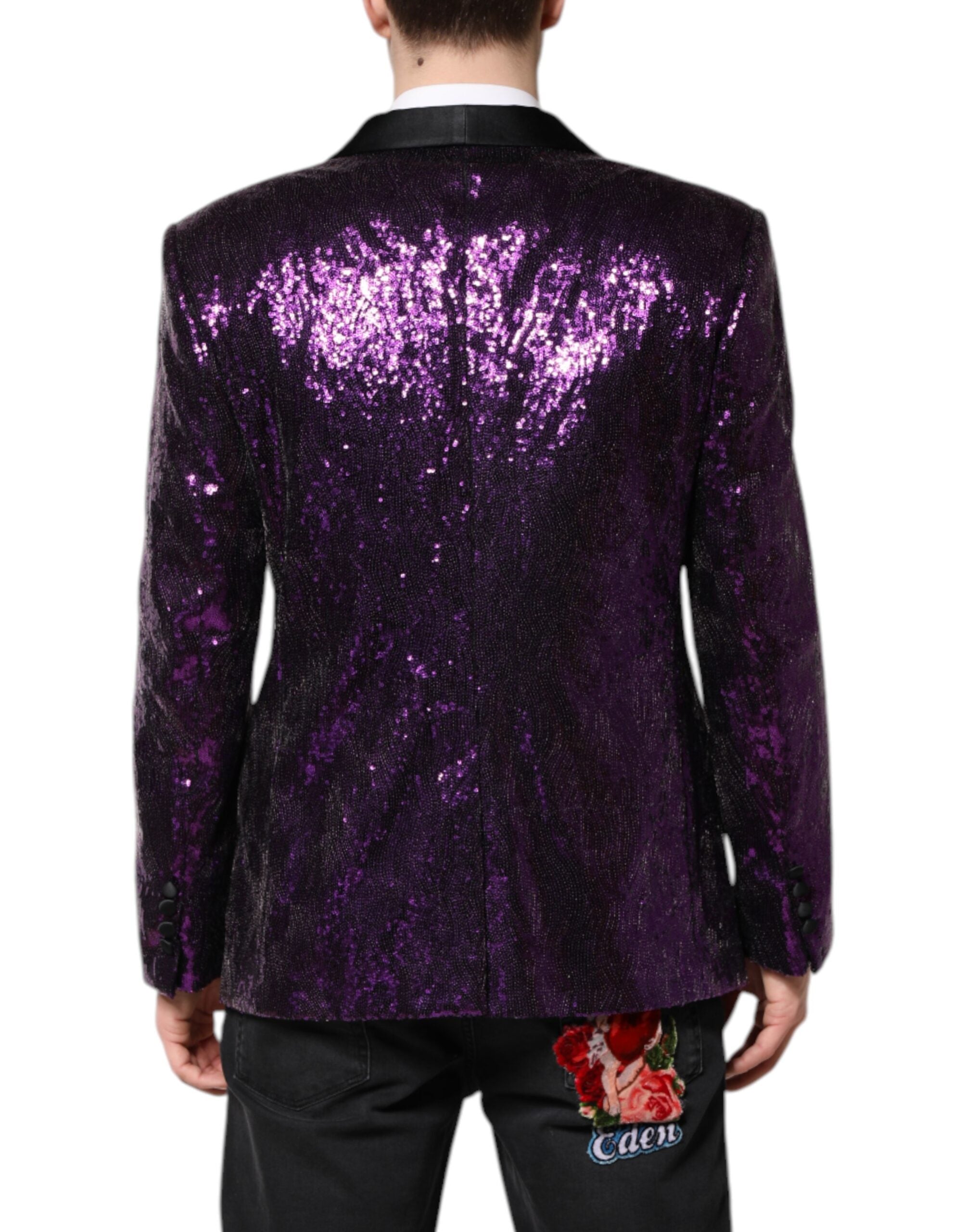 Purple SICILIA Sequin Embellish Coat Jacket - ventzia
