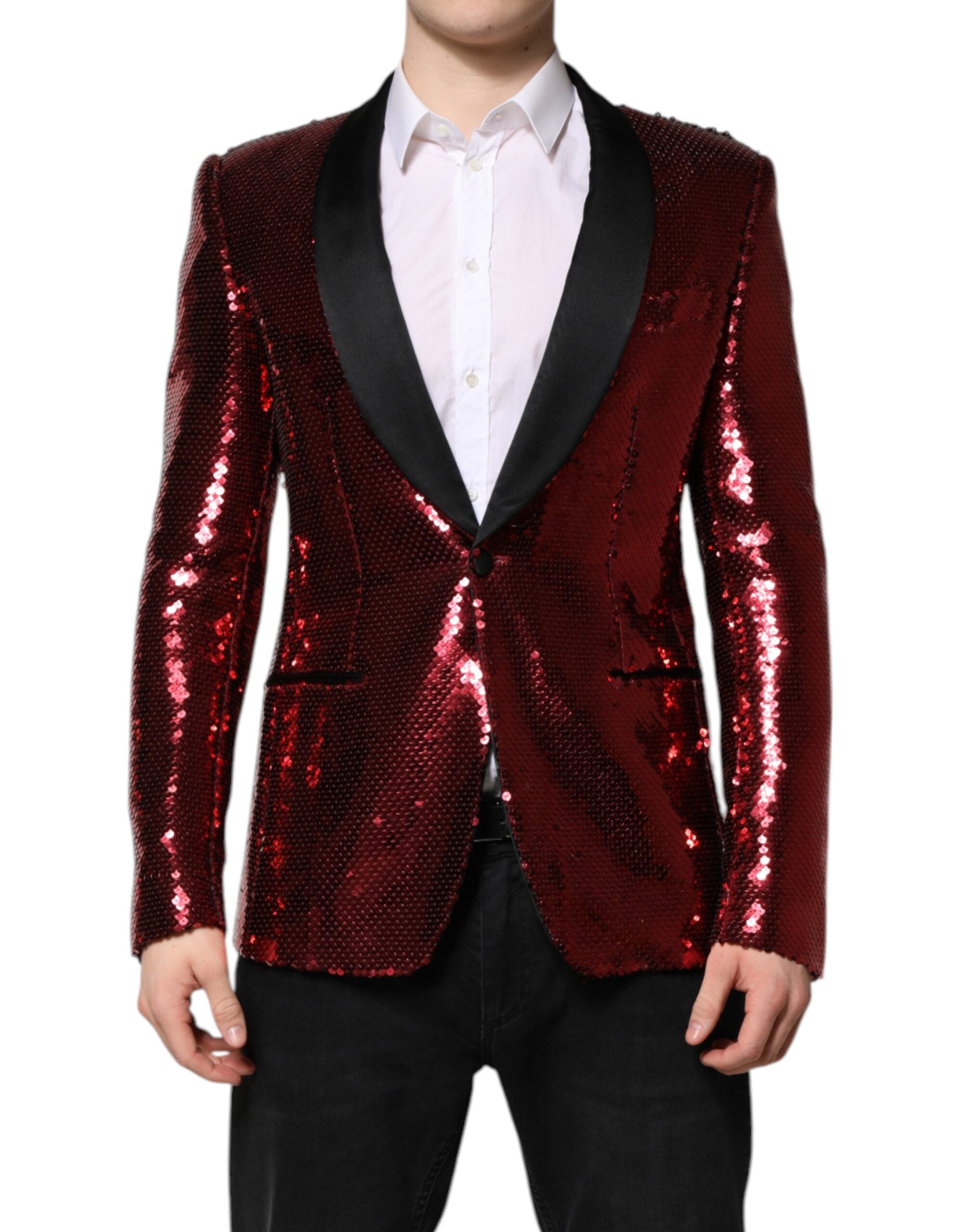 Red SICILIA Sequin Embellish Blazer Jacket - ventzia