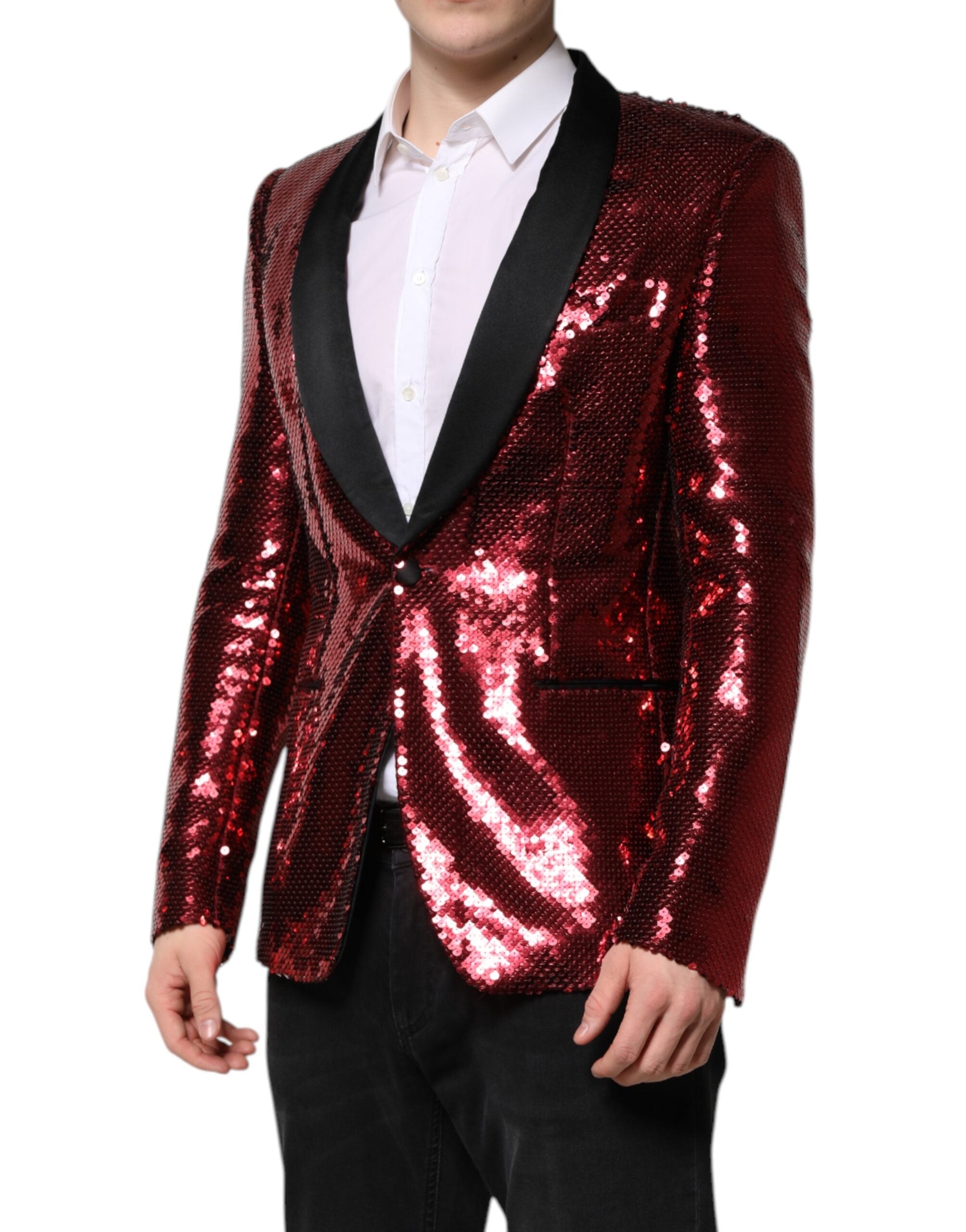 Red SICILIA Sequin Embellish Blazer Jacket - ventzia