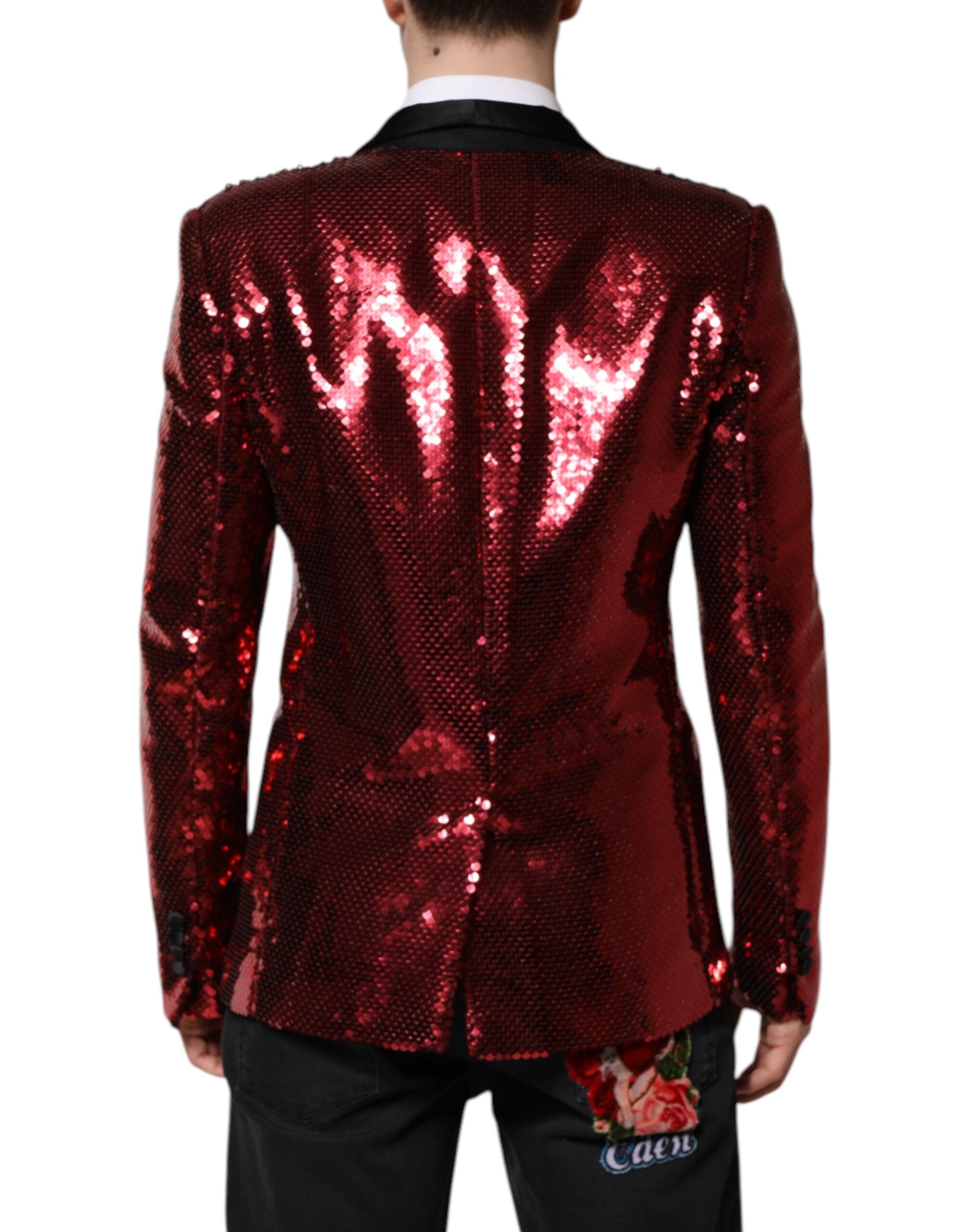 Red SICILIA Sequin Embellish Blazer Jacket - ventzia