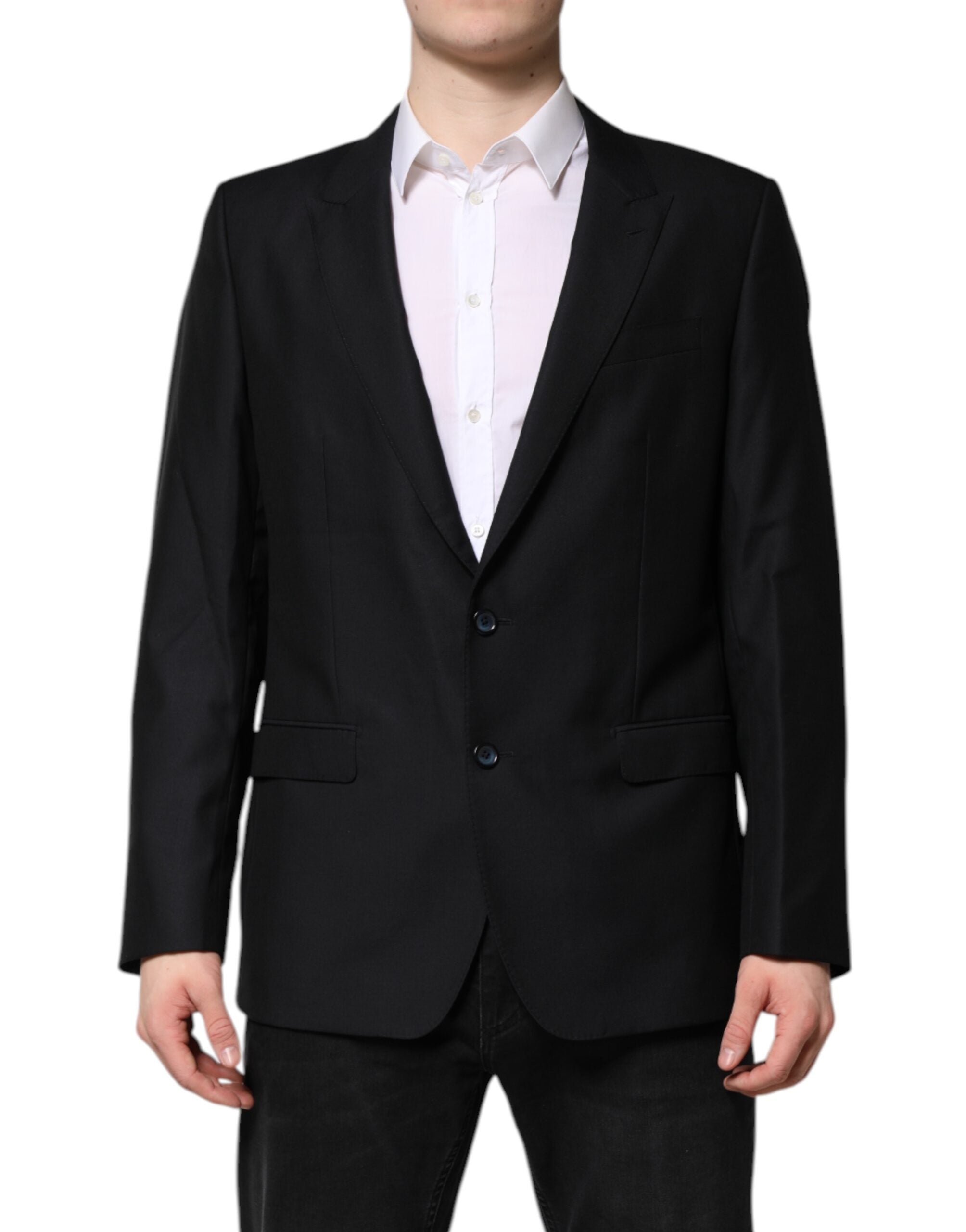 Dark Blue MARTINI Wool Blazer Coat Jacket - ventzia