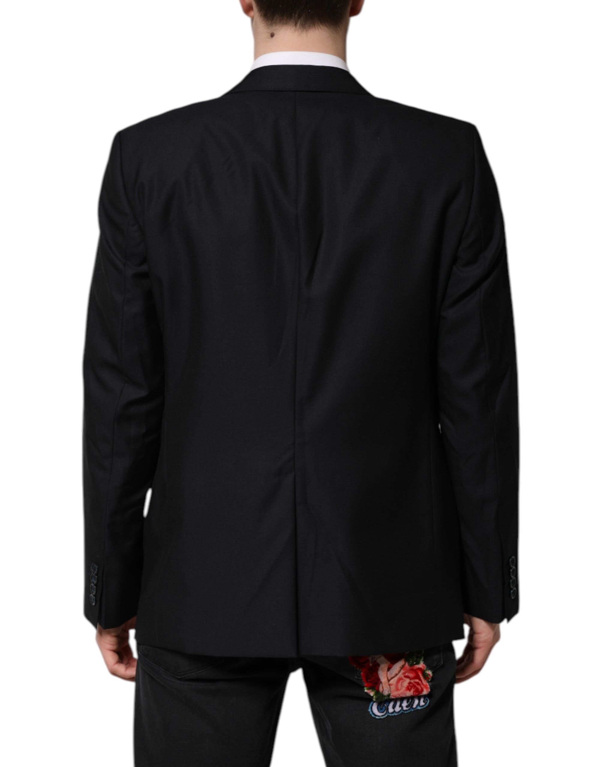 Dark Blue MARTINI Wool Blazer Coat Jacket - ventzia